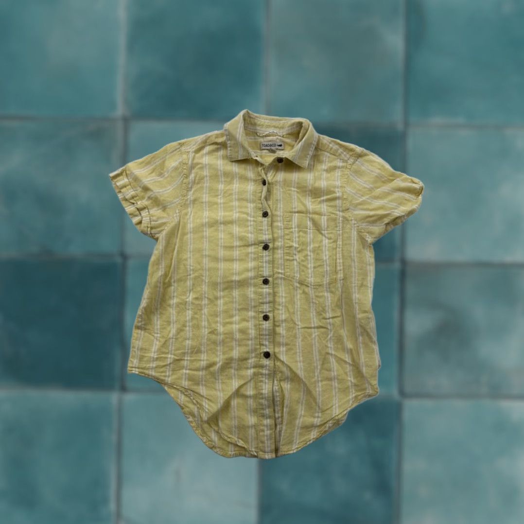 Toad&Co Toad&Co Yellow Organic Cotton Womens Short Sleeve Button Up Shirt Small Size S / US 4 / IT 40 - 1 Thumbnail