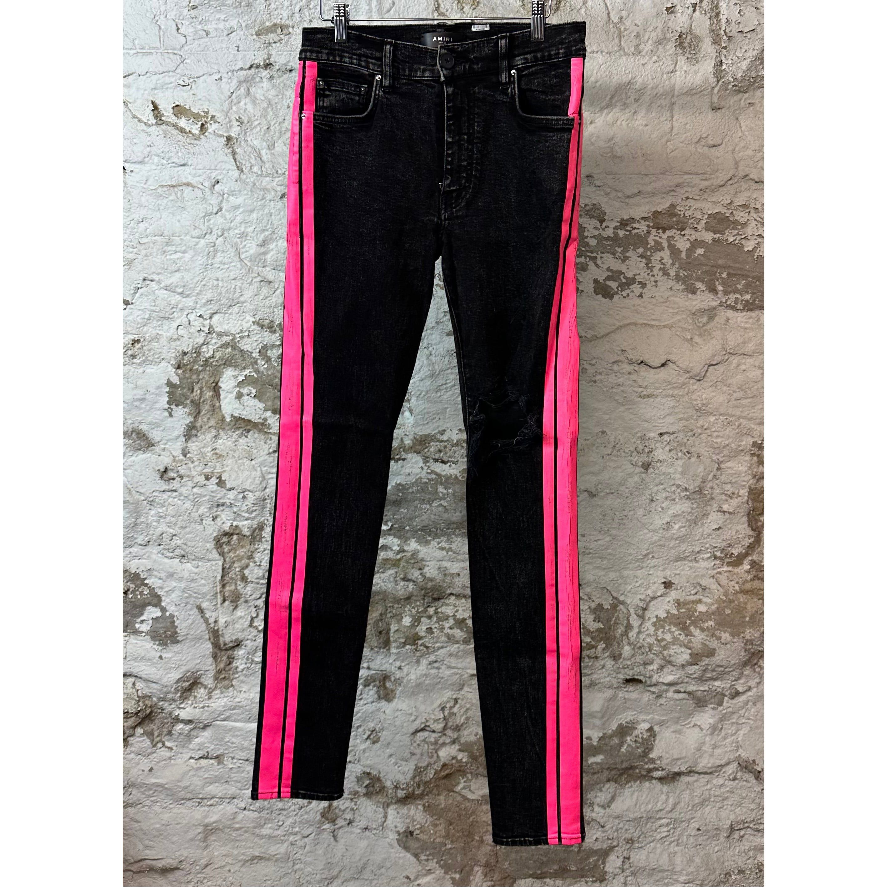 Amiri Amiri Pink Stripe Black Denim Jeans Sz 31 Size US 31 - 1 Thumbnail