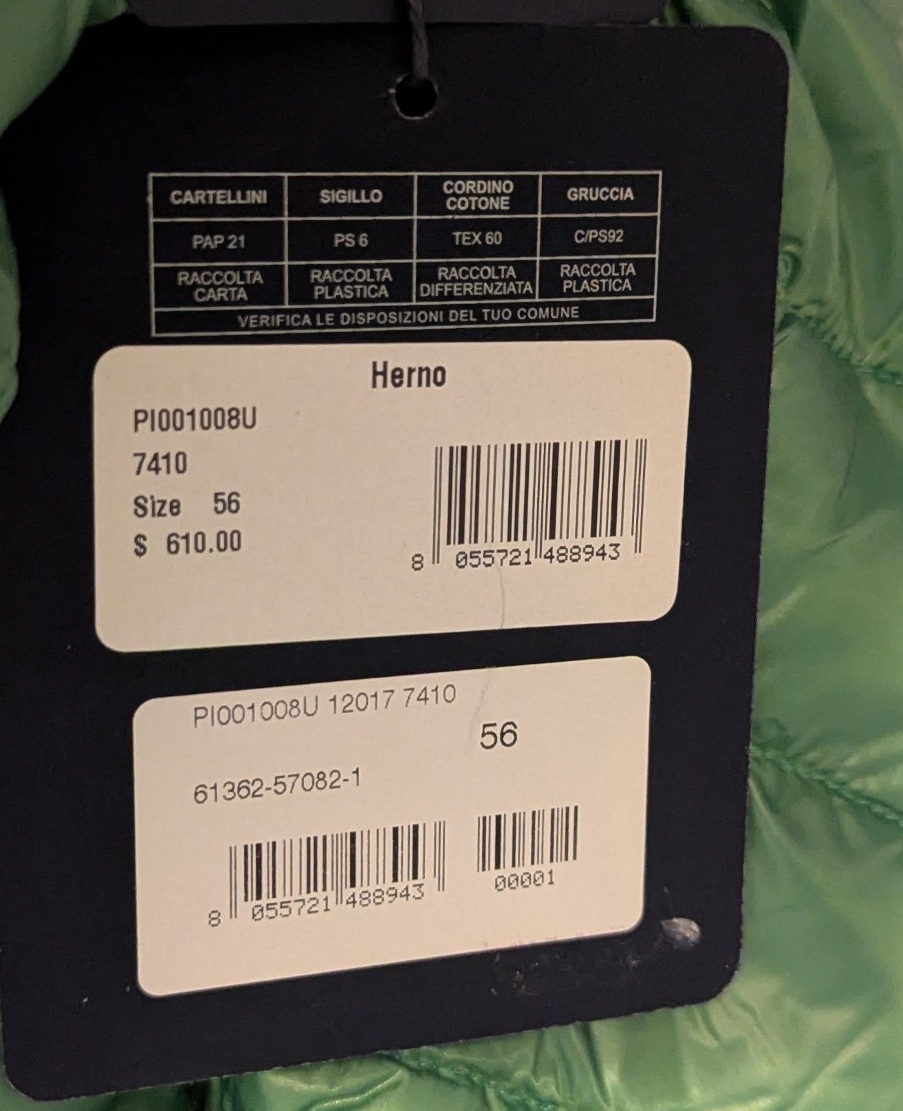 Herno HERNO Ultralight Reversible Down Vest Green 56 US 46 Size US XL / EU 56 / 4 - 5 Thumbnail