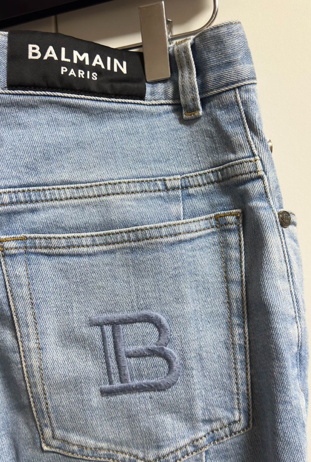 Balmain Balmain Light Blue Washed Moto Denim Pants Size US 31 - 5 Thumbnail