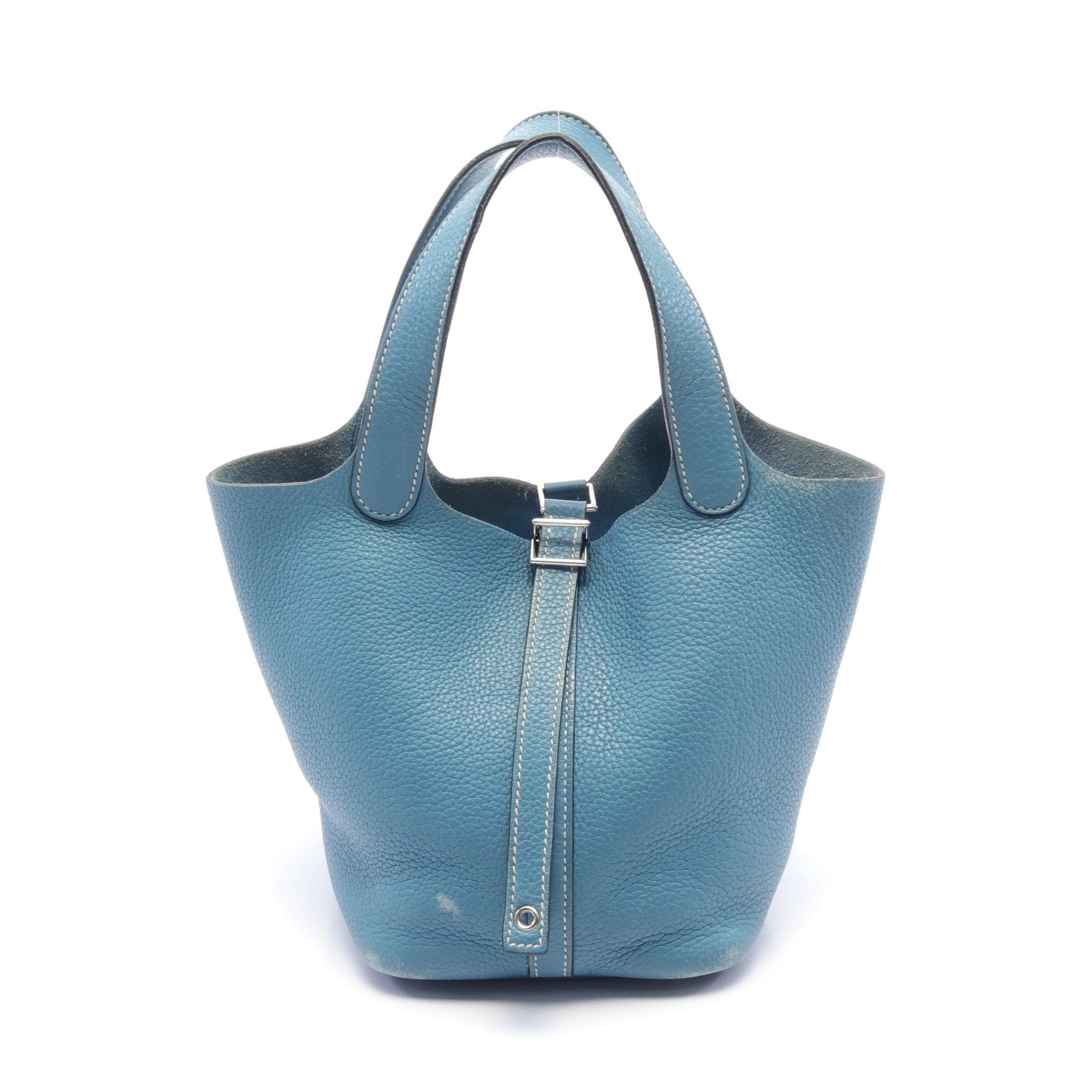 Hermes Hermes Picotan Lock Pm Blue Jean Handbag Clemence Leather Silver Hardware □L Stamp Size ONE SIZE - 1 Thumbnail
