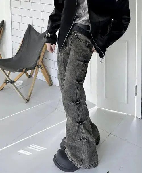 Y2k Cargo Flared Stack Jeans Wide Leg Bootcut Stacked