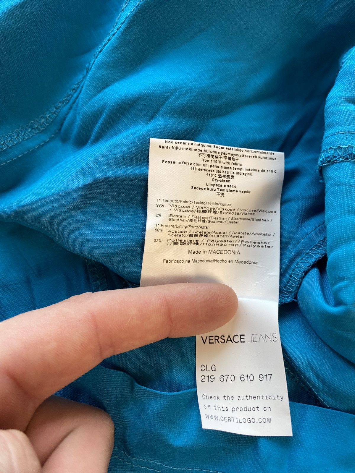 Designer × Versace × Versace Jeans Couture RRP 400€! New Versace Jeans Couture Blue Midi Dress Luxury Size M / US 6-8 / IT 42-44 - 14 Thumbnail