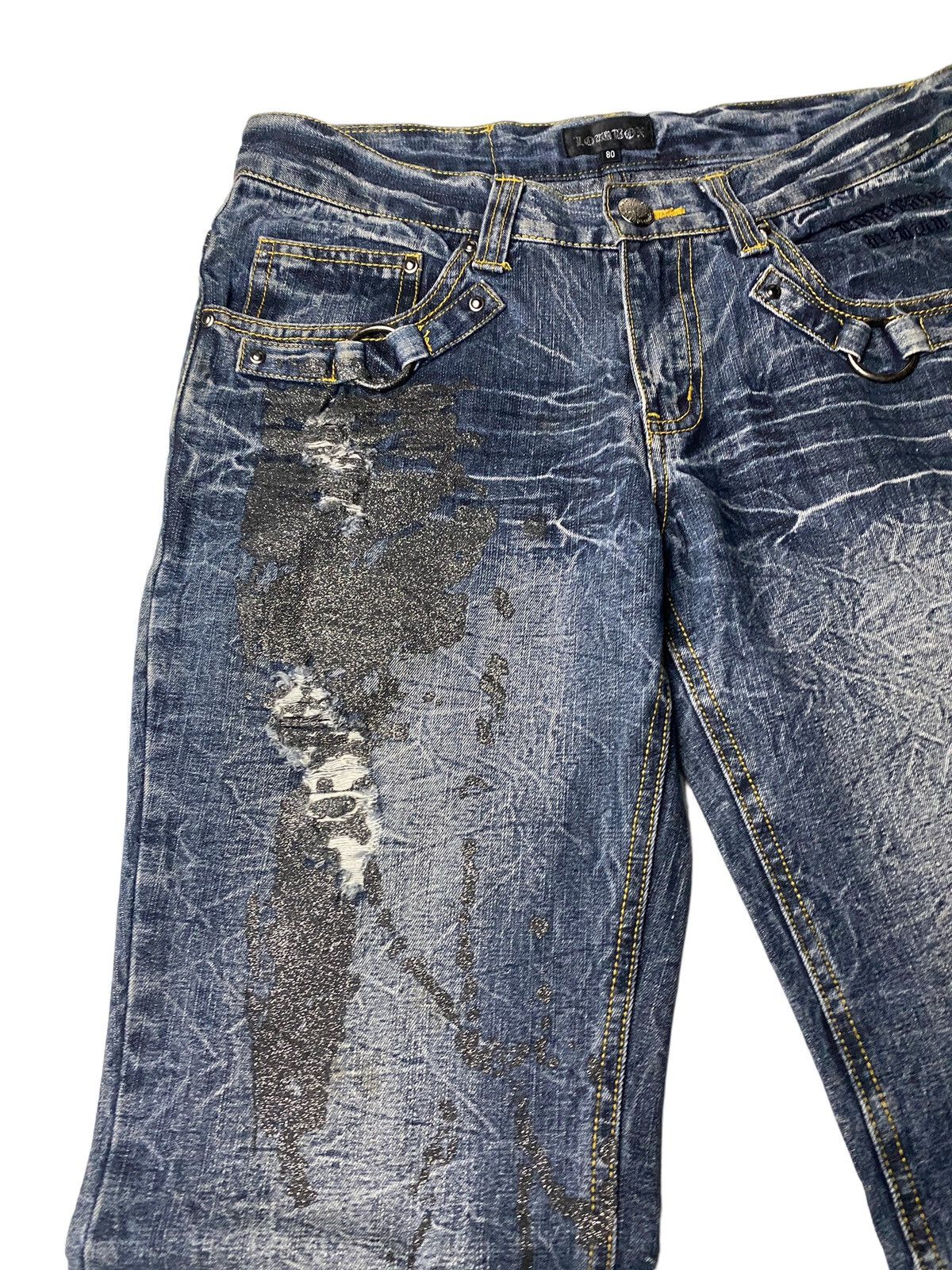 If Six Was Nine Lowbox Buckle Glitter Flared Seawash Jeans Size US 30 / EU 46 - 5 Thumbnail
