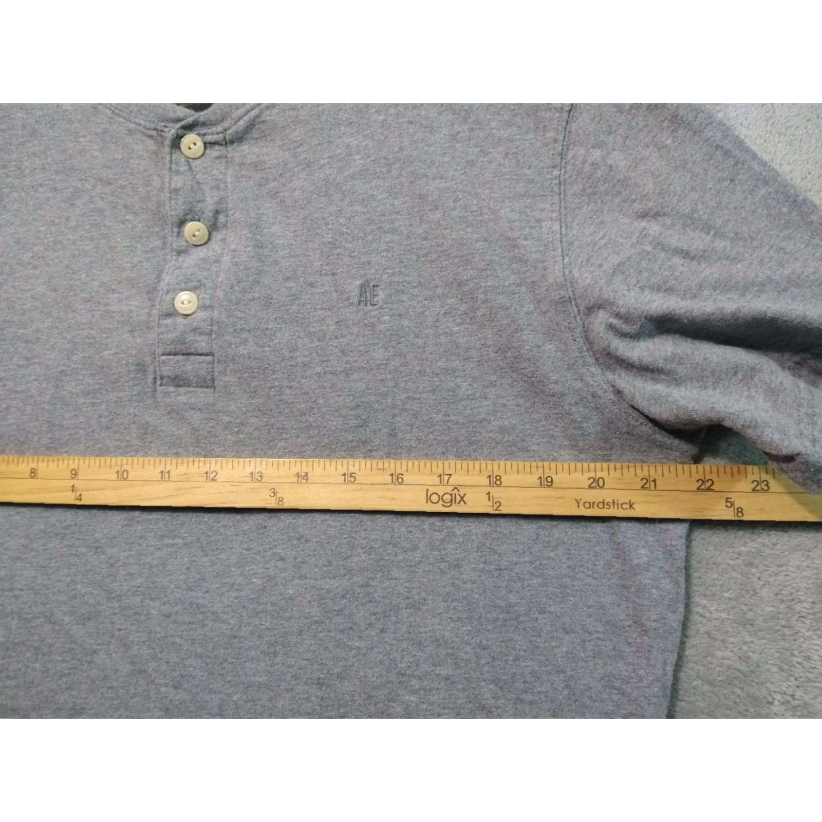 American Eagle Outfitters American Eagle Outfitters Shirt Mens Large Gray Henley Short Sleeve Cotton Knit Size US L / EU 52-54 / 3 - 4 Thumbnail