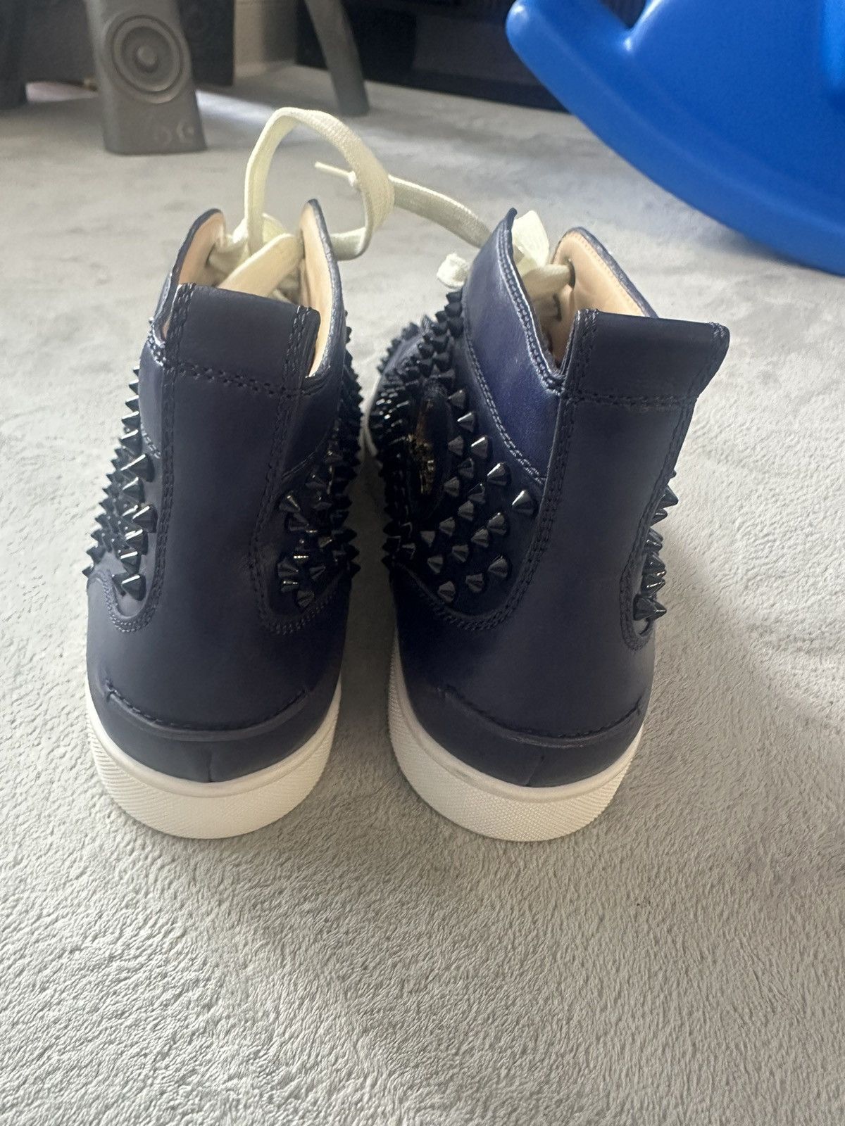 Christian Louboutin Christian Louboutin Navy Blue Spike Sneakers Size US 11.5 / EU 44-45 - 5 Thumbnail