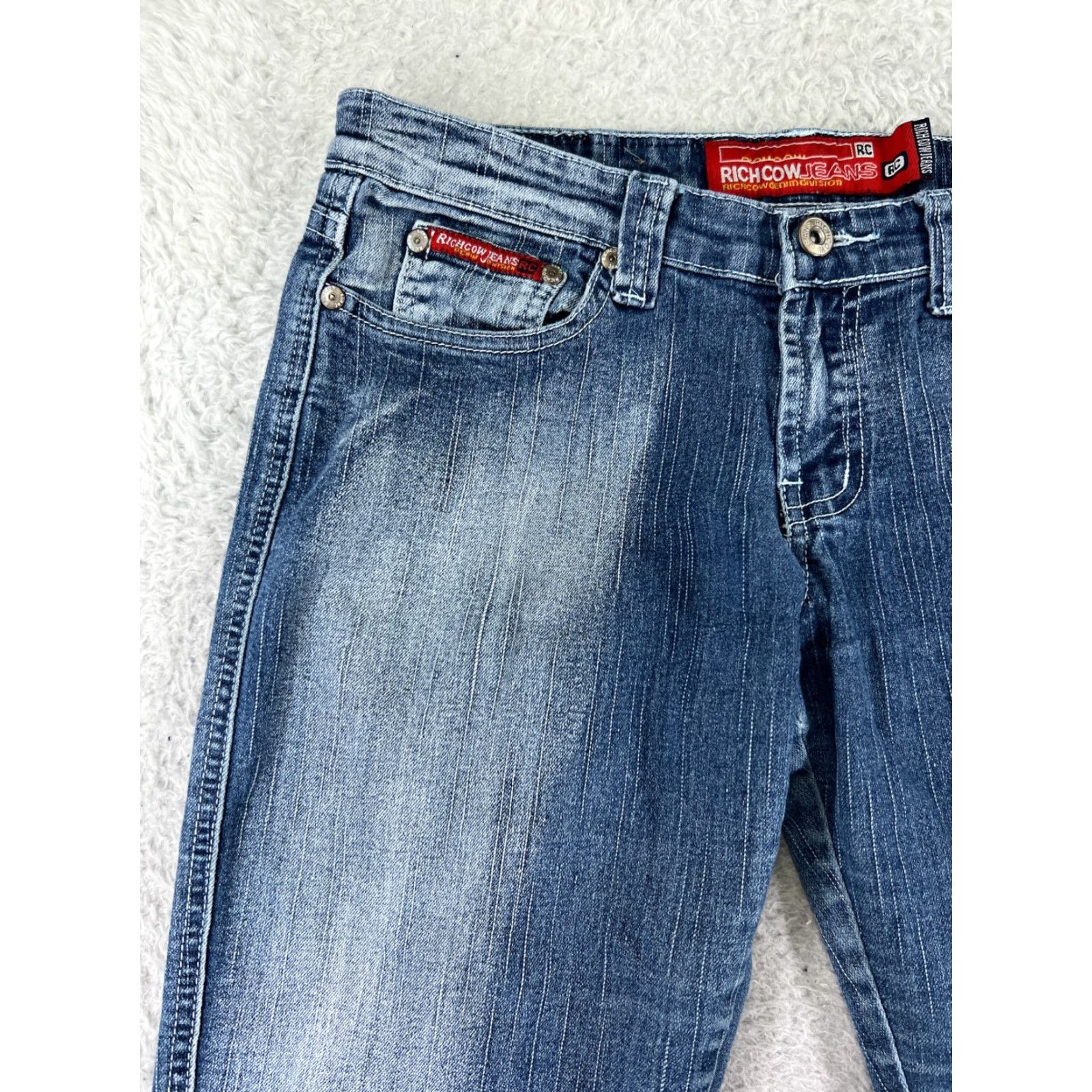 Denime Richcow Jeans Womens Bootcut 7 Blue Denim Mid Rise 5-Pocket Stretch Inseam 29in Size 28" / US 6 / IT 42 - 7 Thumbnail