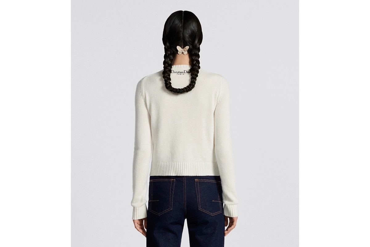 Dior o1bcso1str0225 Embroidered Sweater in White Size L / US 10 / IT 46 - 7 Thumbnail