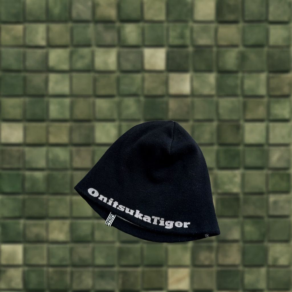 Onitsuka Tiger VINTAGE Onitsuka Tiger Beanie Hat One Size Mens Black 90s Y2K Streetwear Winter Size ONE SIZE - 1 Thumbnail