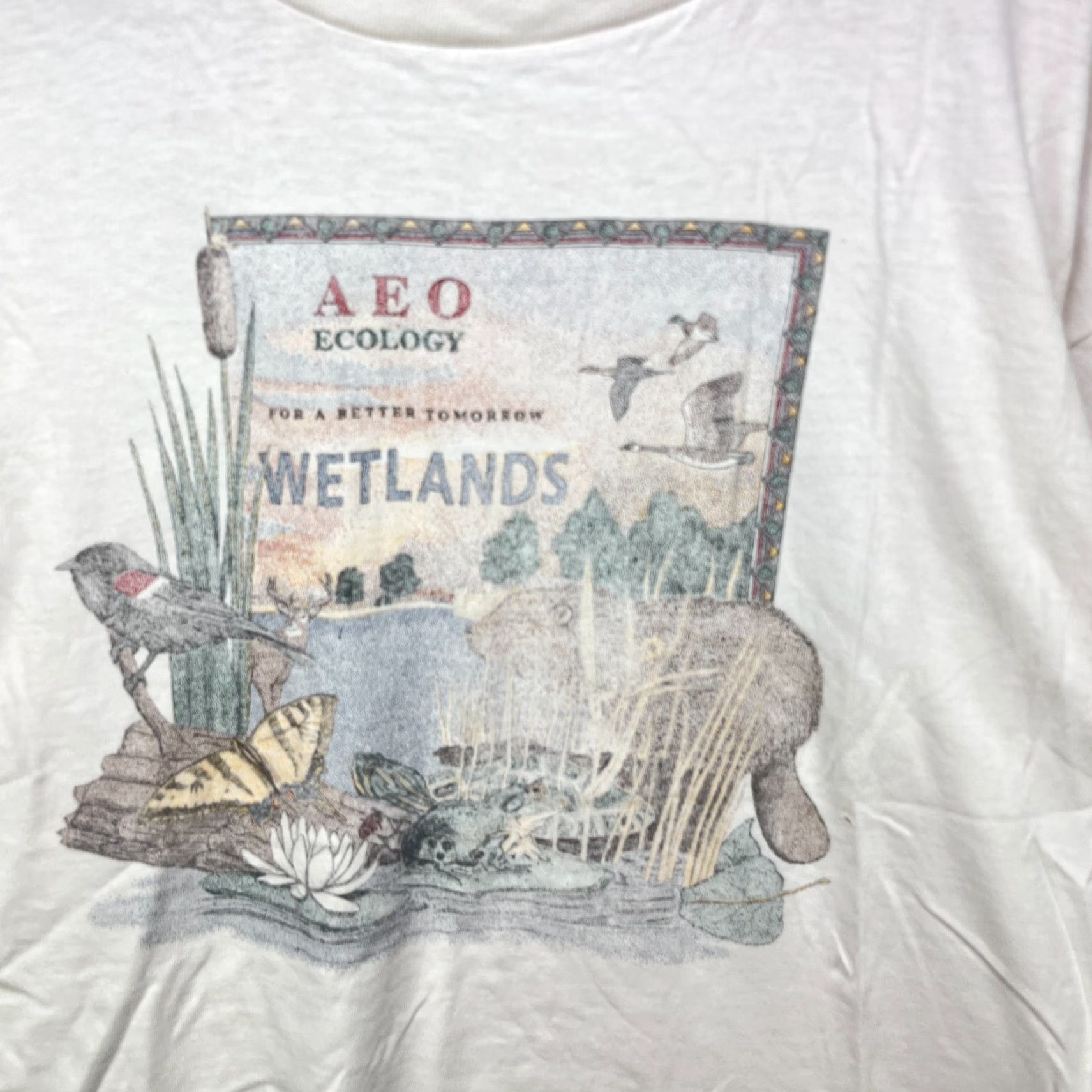 American Eagle Outfitters VINTAGE American Eagle Outfitters T-Shirt XL White 90s Nature Animal Single Stitch Mens Shirt Size US XL / EU 56 / 4 - 3 Thumbnail