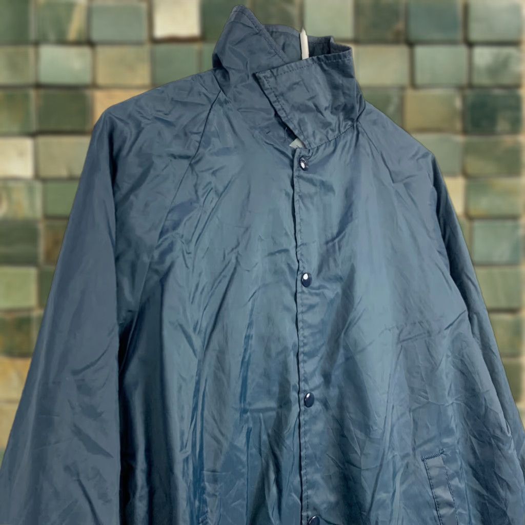 Athletic Works VINTAGE Athletic Works Jacket Blue 80s Nylon Snap Coaches Drawstring Large Mens Size US L / EU 52-54 / 3 - 1 Thumbnail