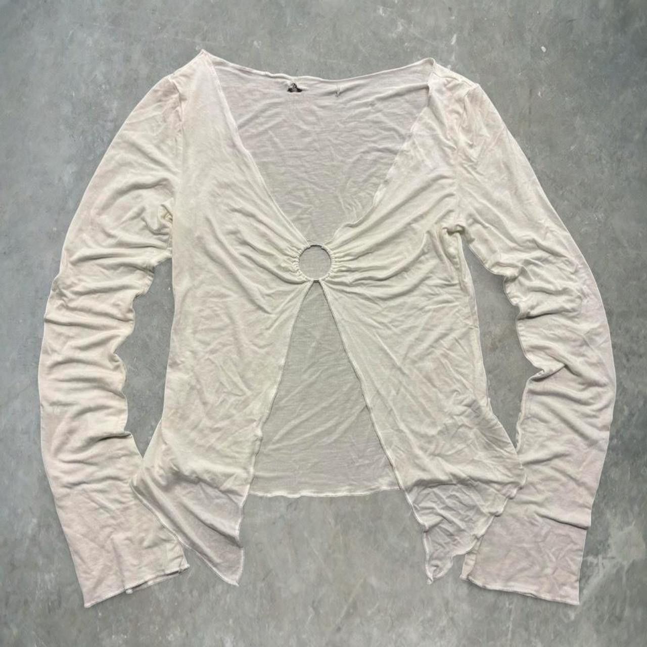 Vintage Crazy Vintage Y2K/2000s White Long Sleeve Cardigan Blouse! Size S / US 4 / IT 40 - 1 Thumbnail