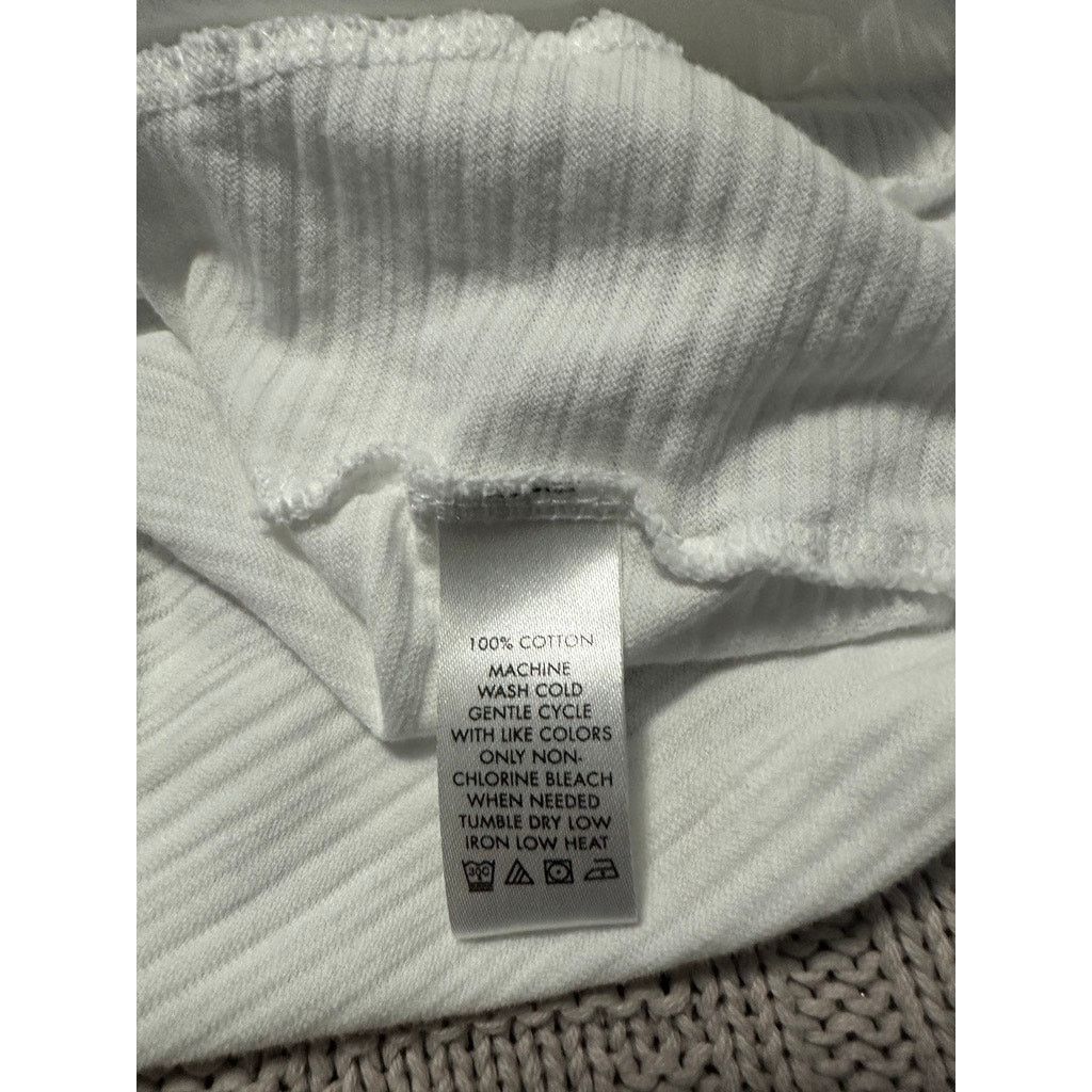 Calvin Klein Calvin Klein white monotone striped vneck slim fit tee Size US M / EU 48-50 / 2 - 5 Thumbnail