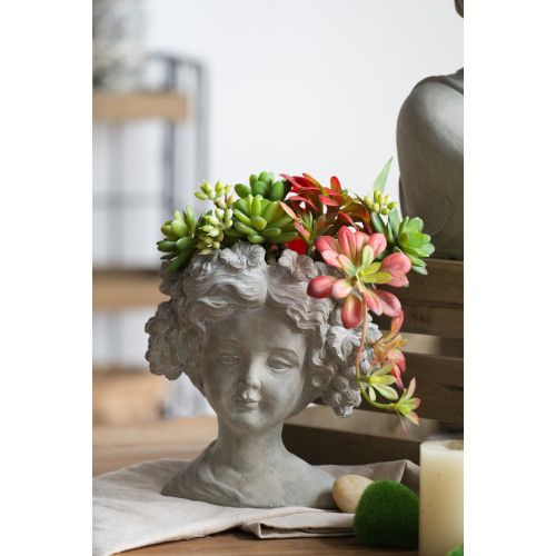 Designer × Homemade Cement Bust Wall Planter - Indoor Outdoor Home Garden Decor, Size US L / EU 52-54 / 3 - 3 Thumbnail