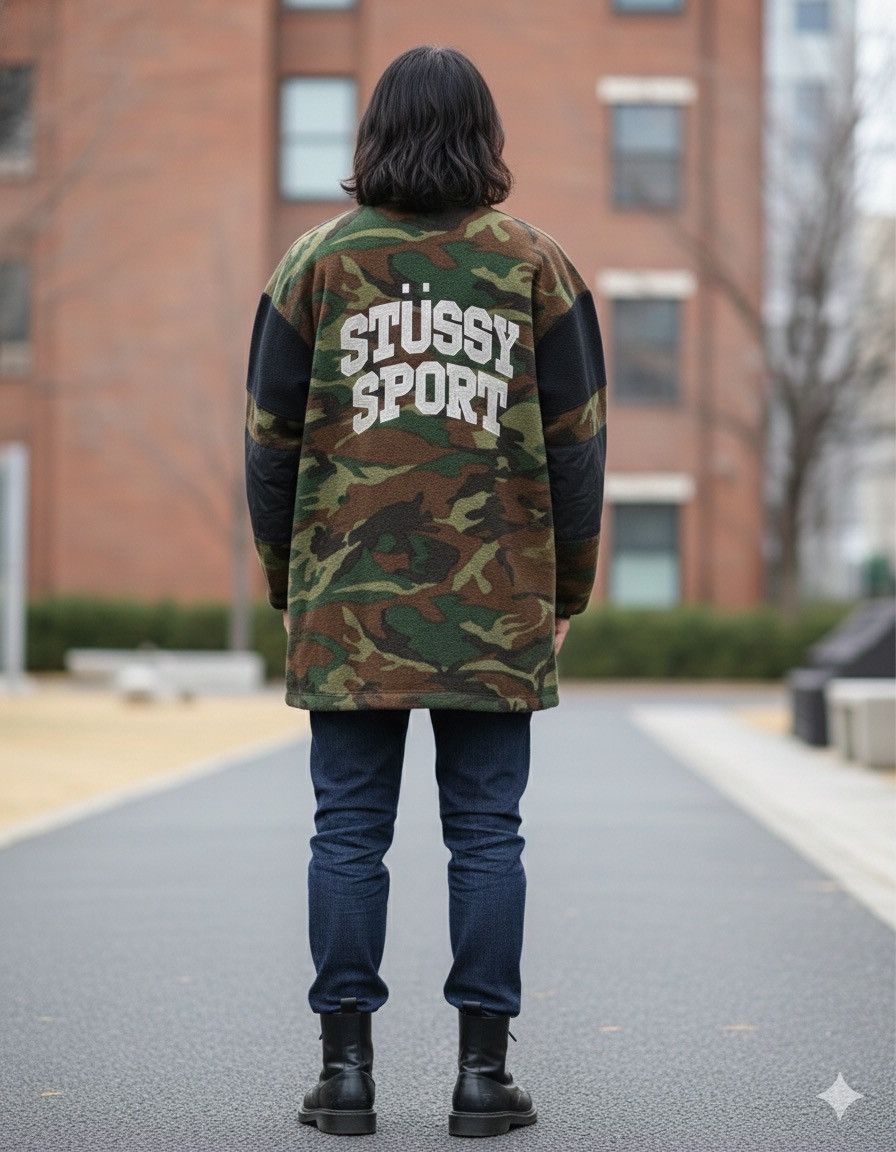Stussy Vintage 90s Stüssy Sport fleece jacket camouflage pattern Size US XL / EU 56 / 4 - 2 Thumbnail