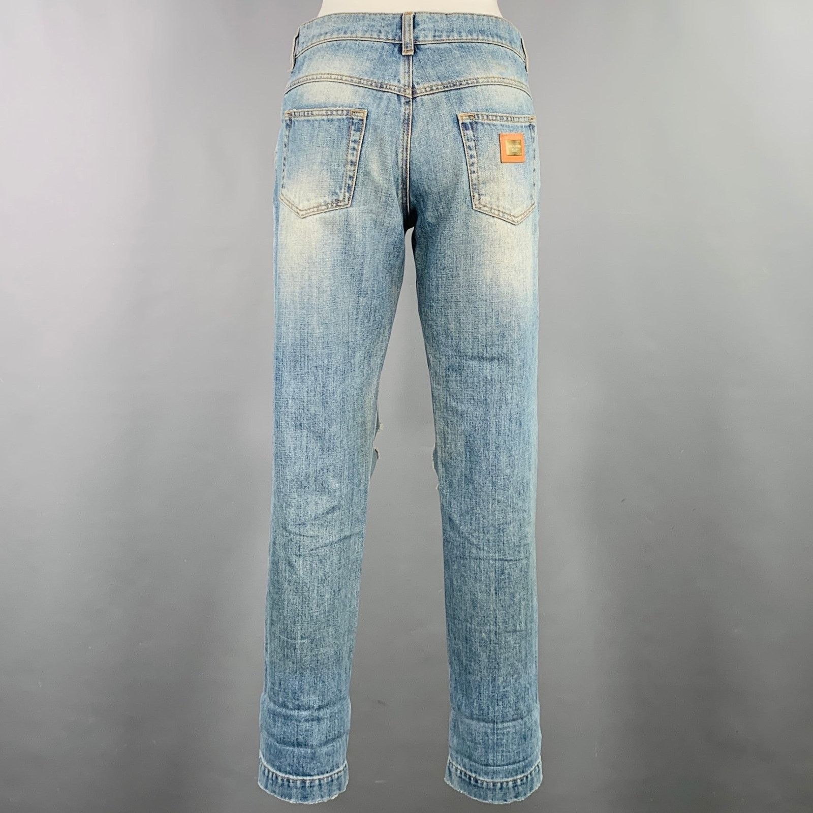Dolce & Gabbana Size 4 Blue Cotton Distressed Boyfriend Jeans Size 27" / US 4 / IT 40 - 3 Thumbnail