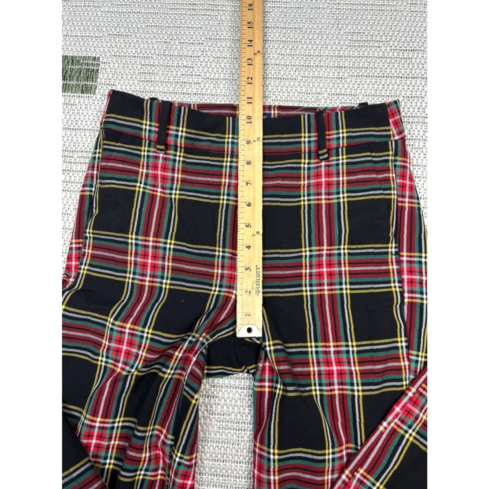J.Crew VINTAGE J. Crew Pants Womens 2 Ruby Full Length Black Red Plaid Slim Fit New Size 26" / US 2 / IT 38 - 4 Thumbnail