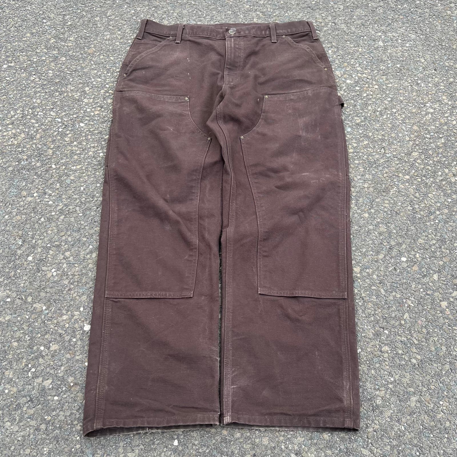 Pre-owned Carhartt X Vintage Brown Carhartt Double Knee Work Wear Carpenter Pants