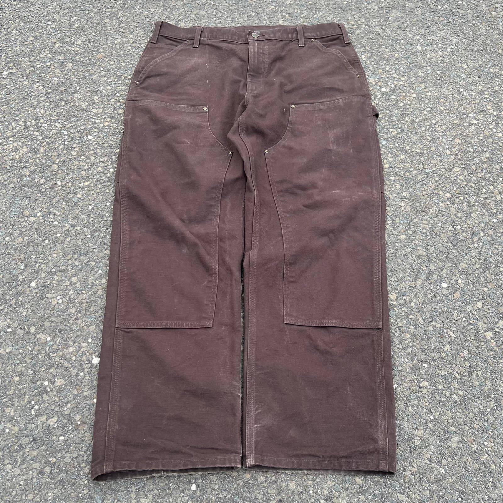 image of Brown Carhartt Double Knee Work Wear Carpenter Pants, Men's (Size XL)