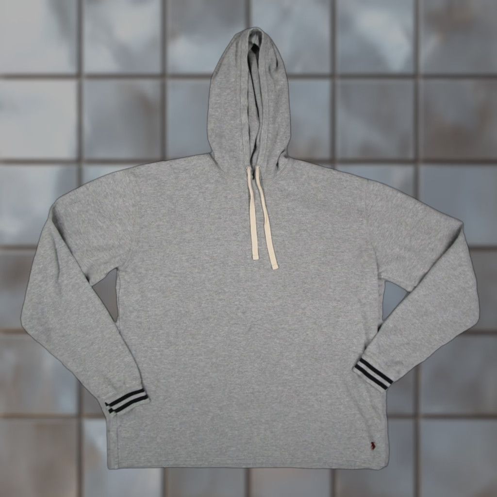 Polo Ralph Lauren VINTAGE Polo Ralph Lauren Hoodie Mens XL Gray Waffle Thermal Pullover Embroidered Pony Mens XL Grey Hooded Pullover Knit Thermal Sweatshirt Size US XL / EU 56 / 4 - 1 Thumbnail
