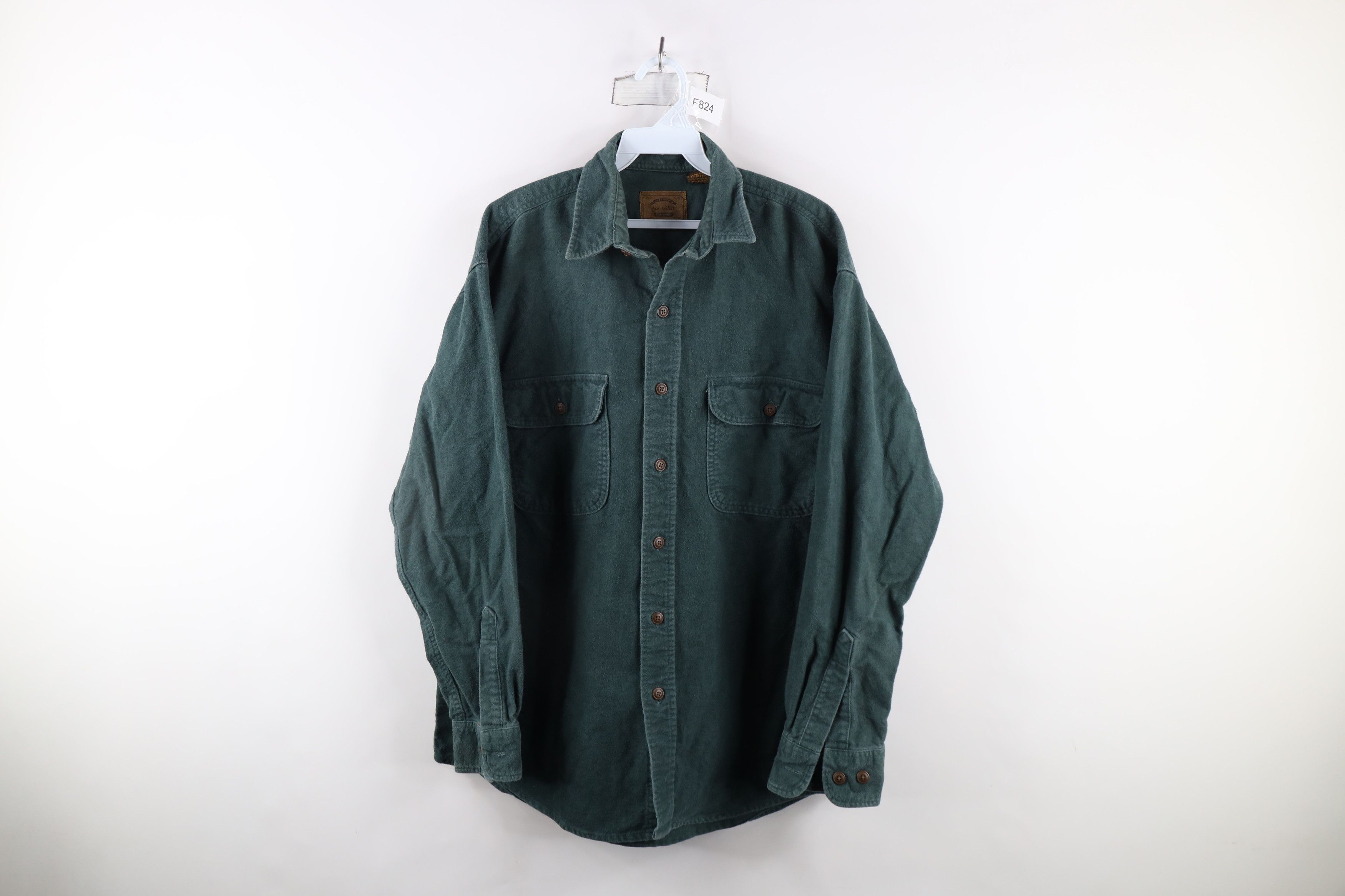 Vintage Vintage 90s Streetwear Chamois Cloth Button Shirt Green Size US M / EU 48-50 / 2 - 1 Thumbnail