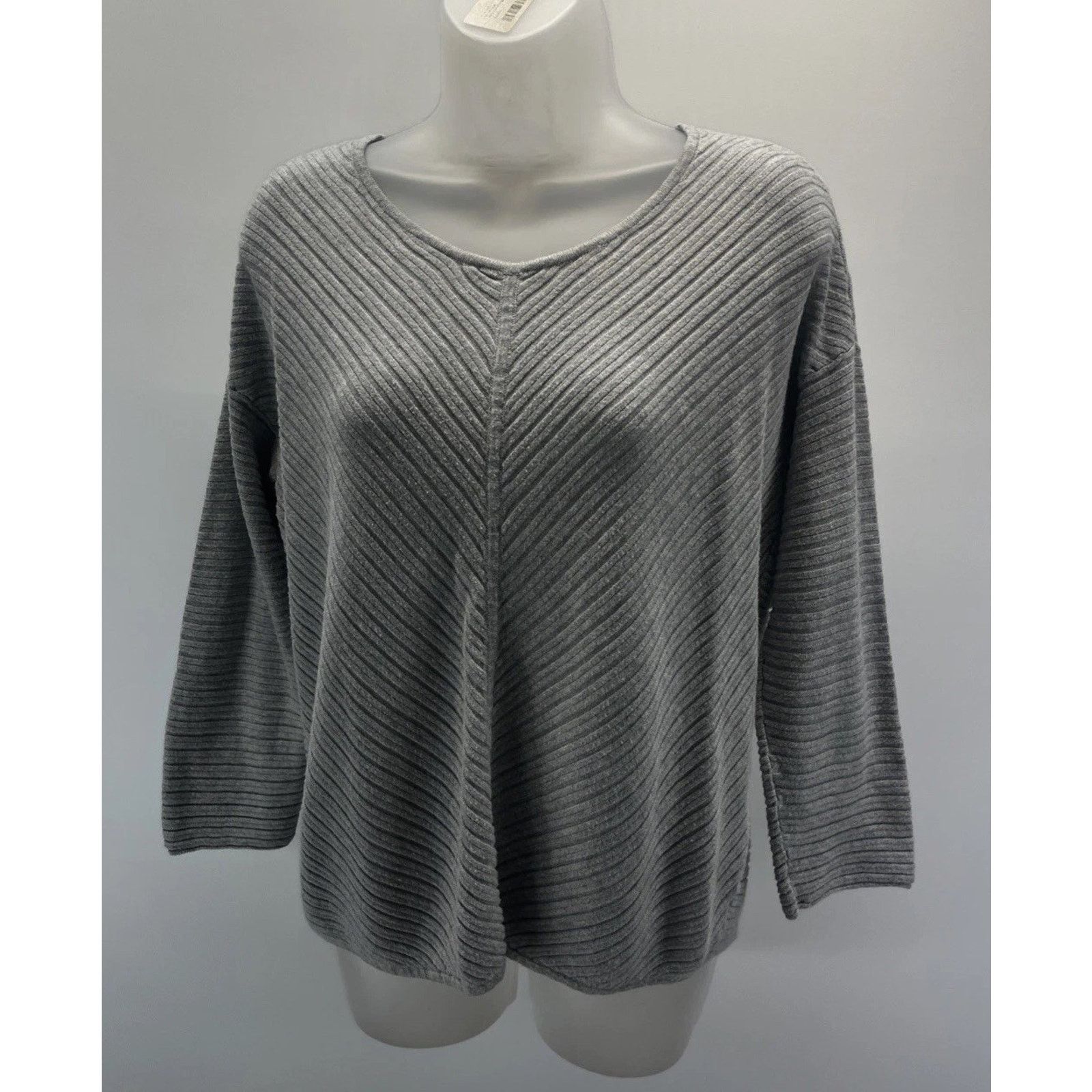 Chicos Chicos Sweater Womens 1 US M Grey Sequin 3/4 Pullover Size M / US 6-8 / IT 42-44 - 3 Thumbnail