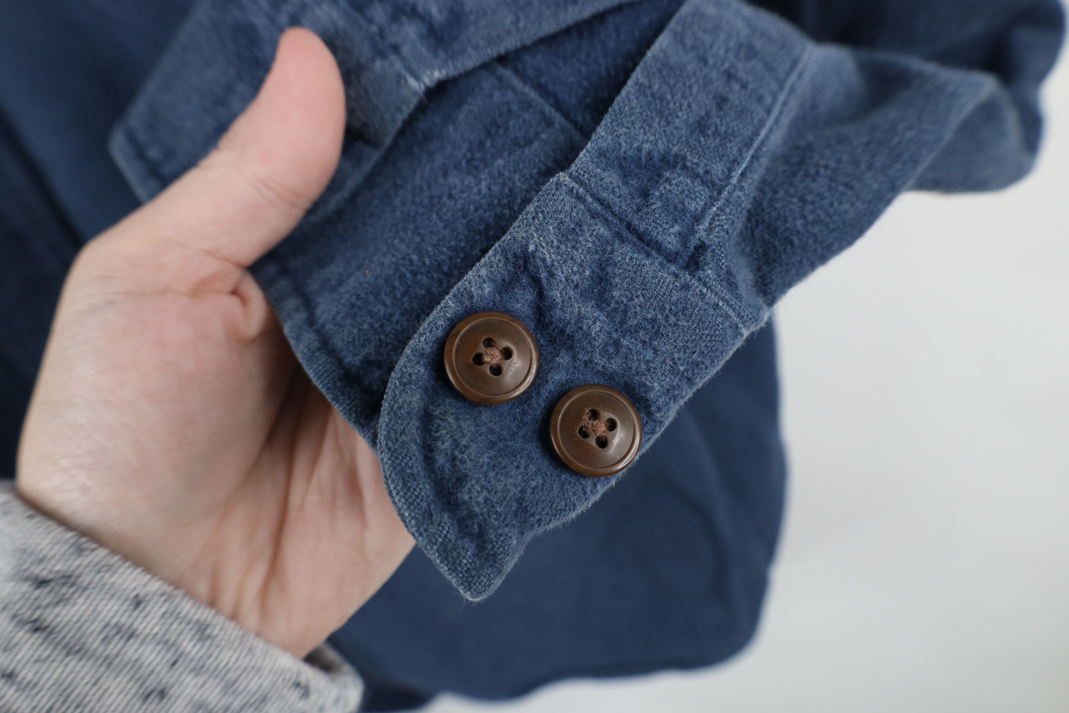 Vintage Vintage 90s Streetwear Chamois Cloth Button Shirt Blue Size US L / EU 52-54 / 3 - 5 Thumbnail