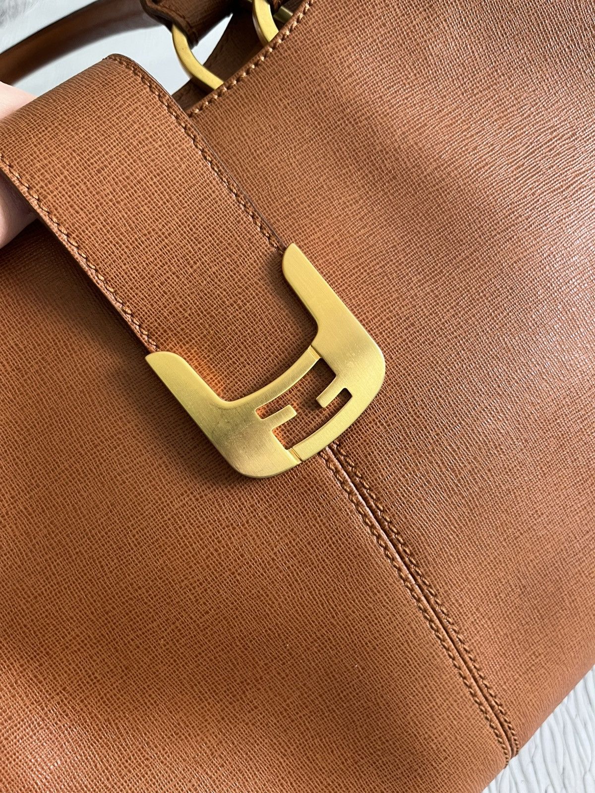 Fendi Fendi Brown Leather Chameleon Shopping Tote Bag Luxury Size ONE SIZE - 14 Thumbnail