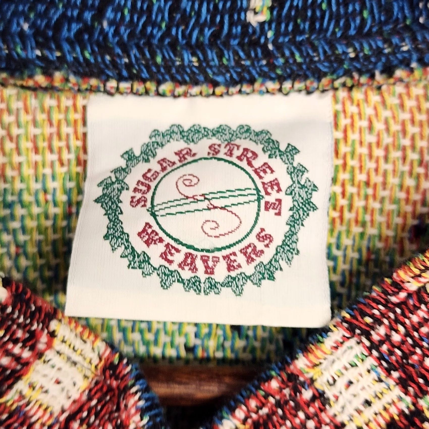Sugar VINTAGE Sugar Street Weavers Tapestry Cardigan Santa Tree Pockets Womens One Size Blue 100% Cotton 90s Christmas KnIT Sweater Size ONE SIZE - 3 Thumbnail