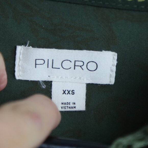 Anthropologie Pilcro Hadley Relaxed Buttondown Velvet Shirt Dark Green Size XXS / US 00 / IT 34 - 3 Thumbnail