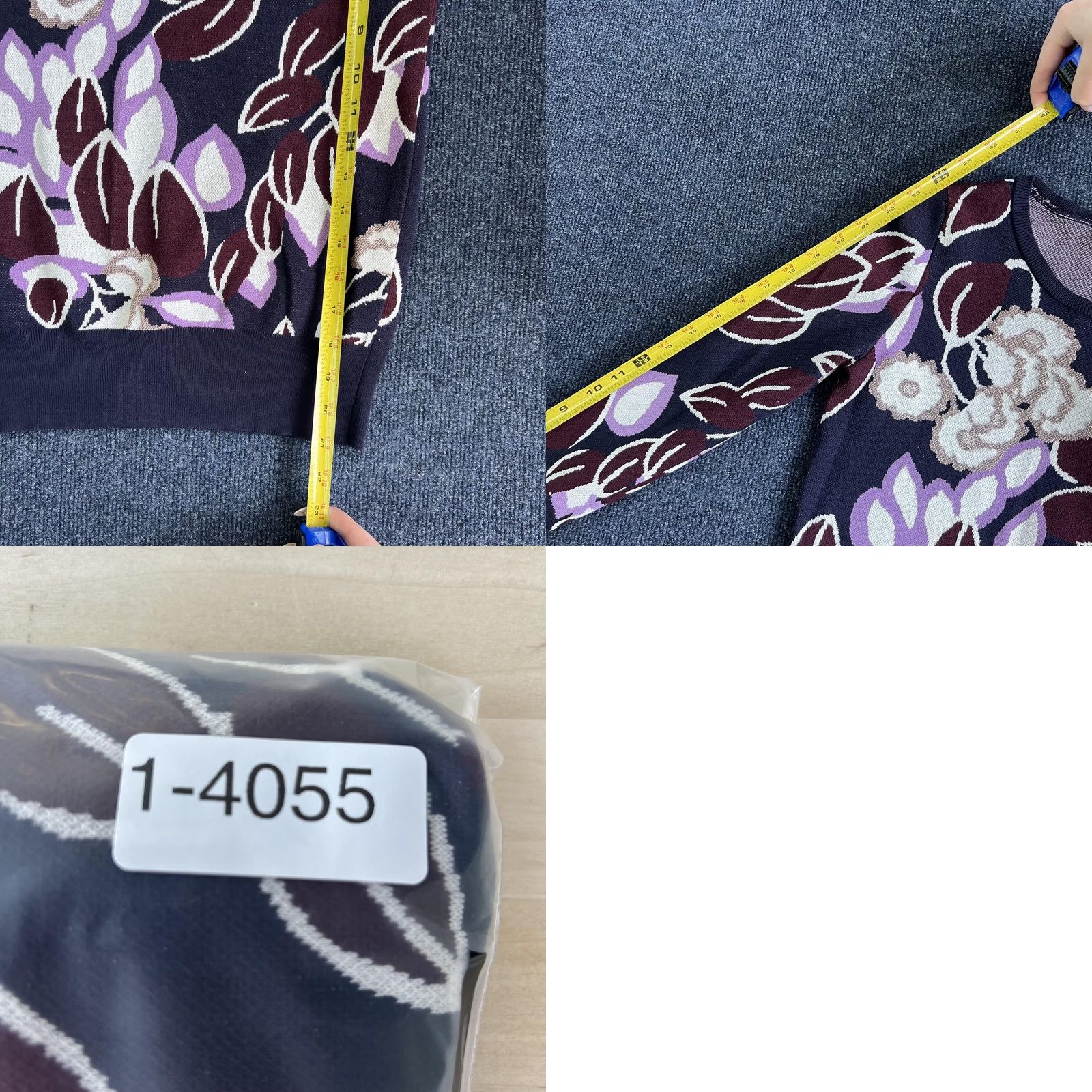 Ann Taylor Ann Taylor Sweater Womens Small Navy Purple Floral Knit Button Cuff Pullover Size S / US 4 / IT 40 - 8 Thumbnail