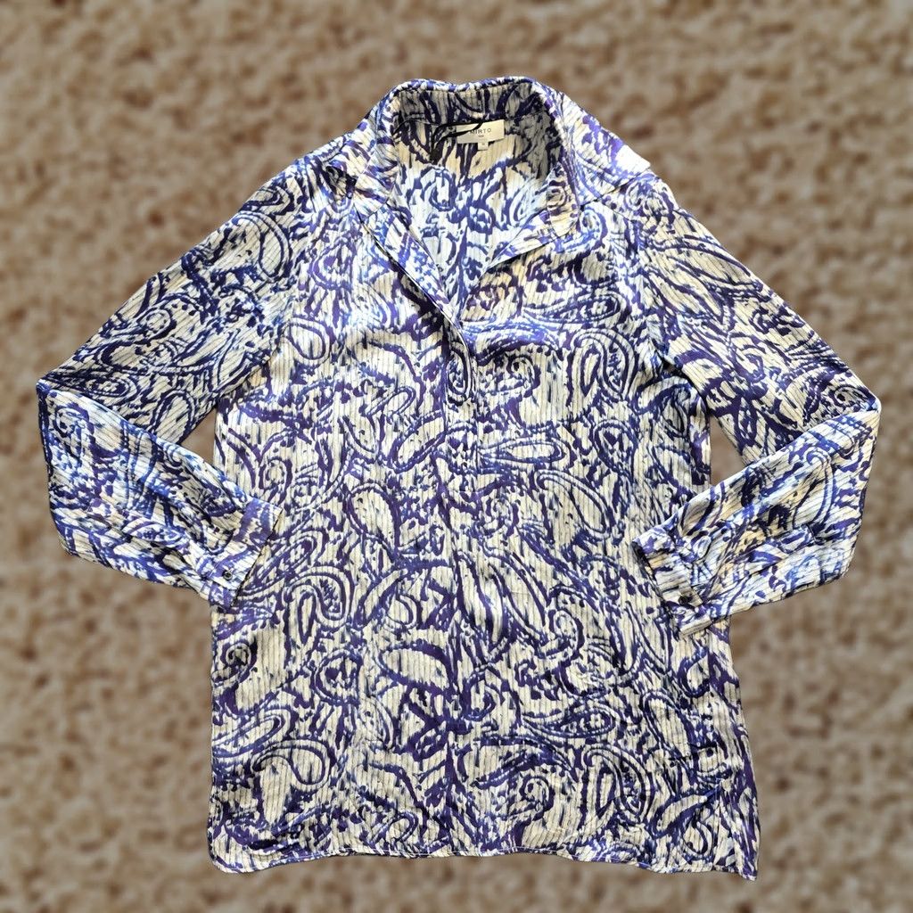 Vintage Mirto Top Womens Size 38 Blue Silk Paisley Spain Luxury Maximalist Career Spain Size XS / US 0-2 / IT 36-38 - 1 Thumbnail