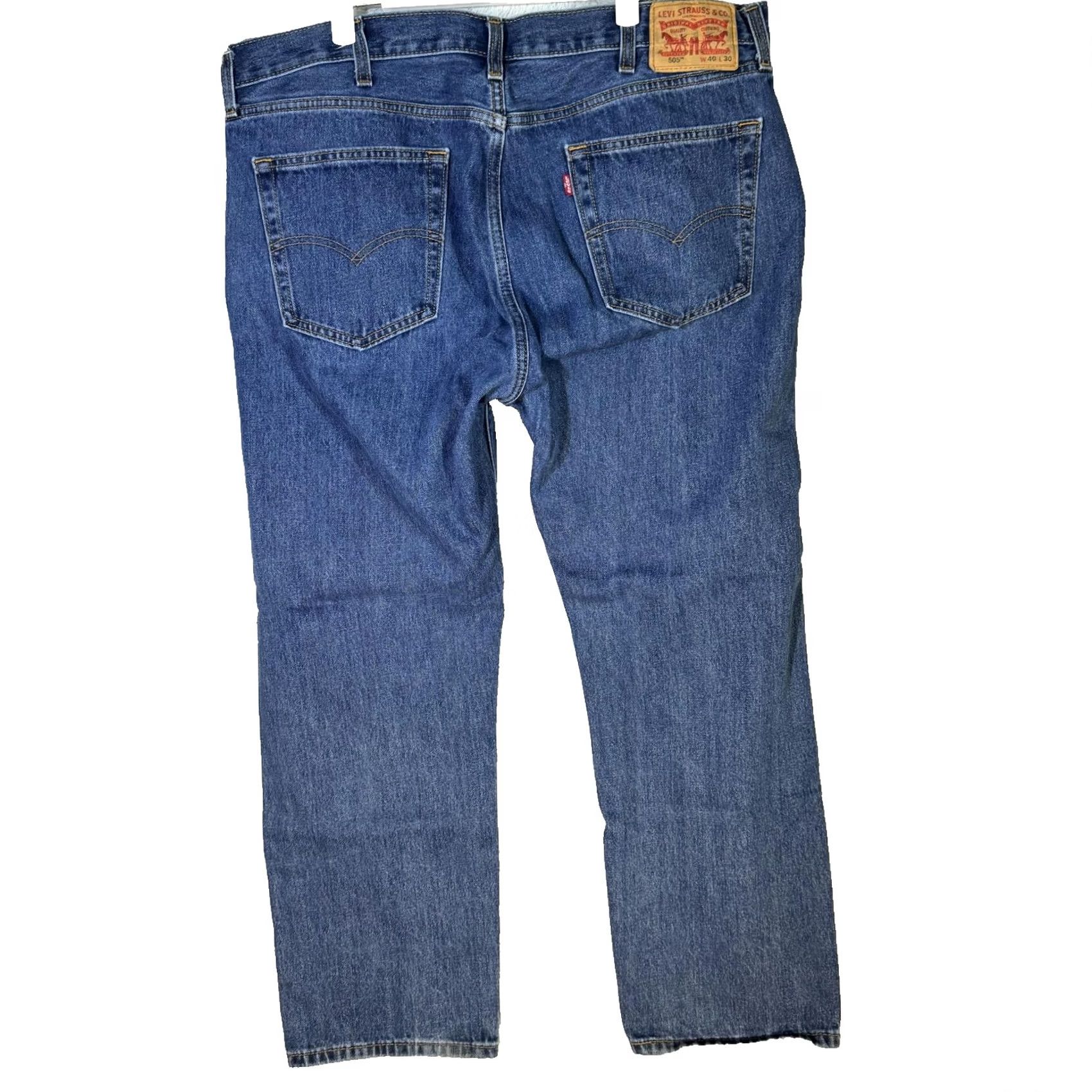 Levi's Levis 505 Jeans Mens 40x30 Blue Medium Wash Straight Leg Denim Cotton Regular 5-Pocket USA Logo Vintage: No Mens Size US 40 / EU 56 - 2 Thumbnail