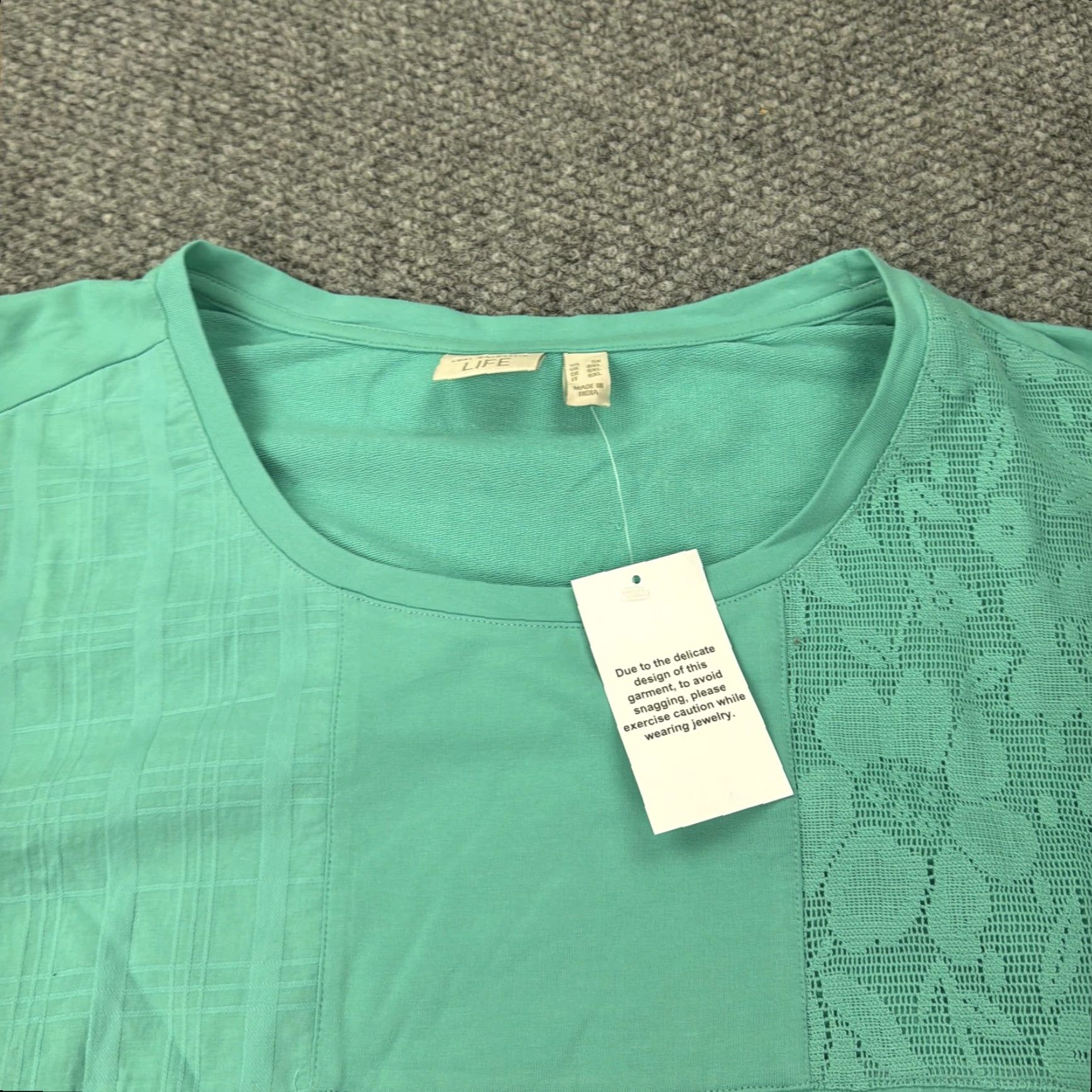 Vintage LOGO Lori Goldstein Life Shirt Womens 5X Green Lace Tunic Mixed Media Top Blouse Floral Sleeve Long Scoop Neck Plus Size Womens Size XXL / US 16-18 / IT 52-54 - 7 Thumbnail
