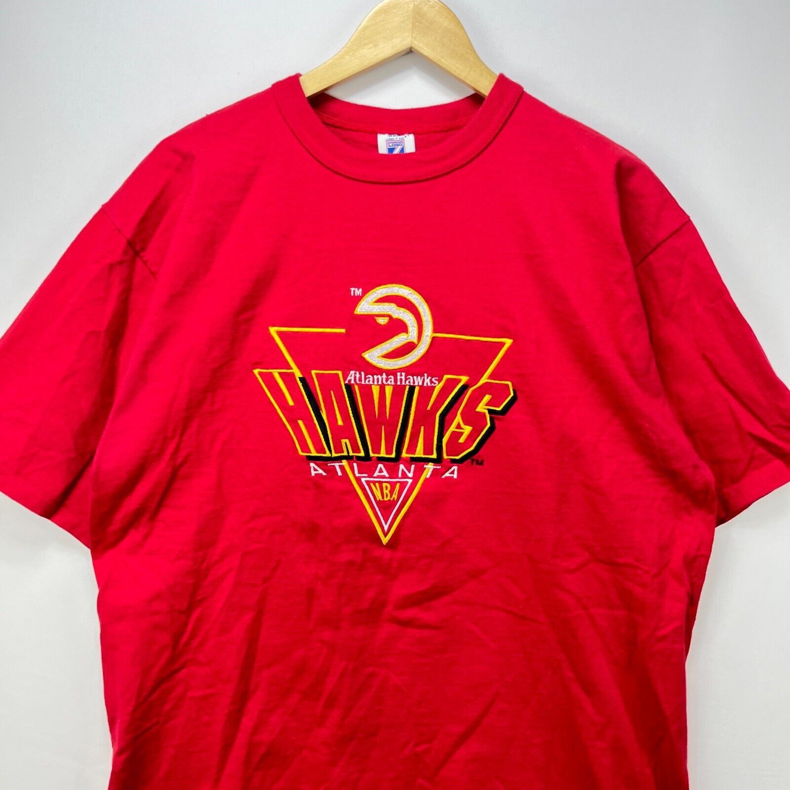 NBA × Vintage Vintage '90s NBA Atlanta Hawks Logo 7 Shirt XL Single Stitch Size US XL / EU 56 / 4 - 2 Thumbnail
