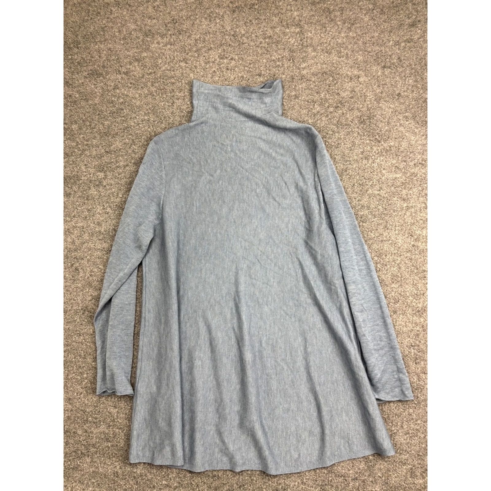 Eileen Fisher VINTAGE? No. Eileen Fisher Sweater Tunic Womens L Blue Turtleneck Lyocell Wool Knit Shirt Casual Relaxed Long Sleeve - Mens? Size L / US 10 / IT 46 - 8 Thumbnail