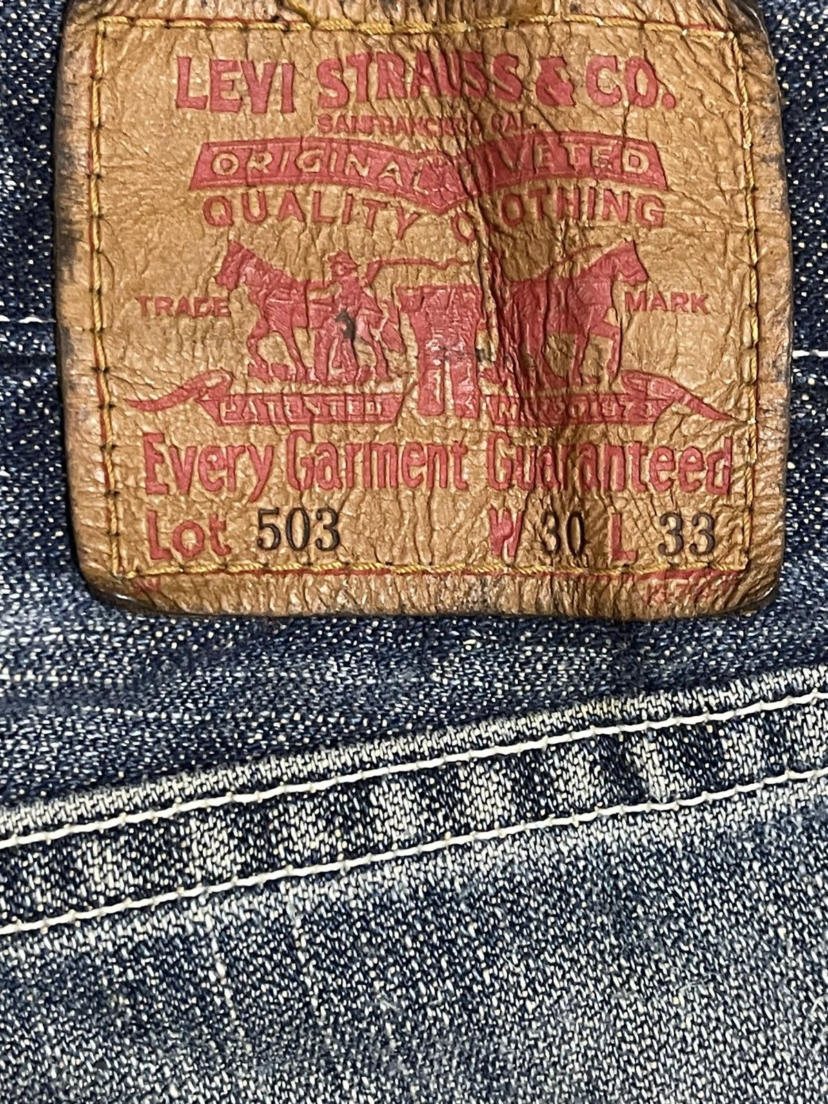 Levi's Vintage 90s Levis 503 Blue Wash Distress Style Baggy Jeans Size US 30 / EU 46 - 9 Thumbnail
