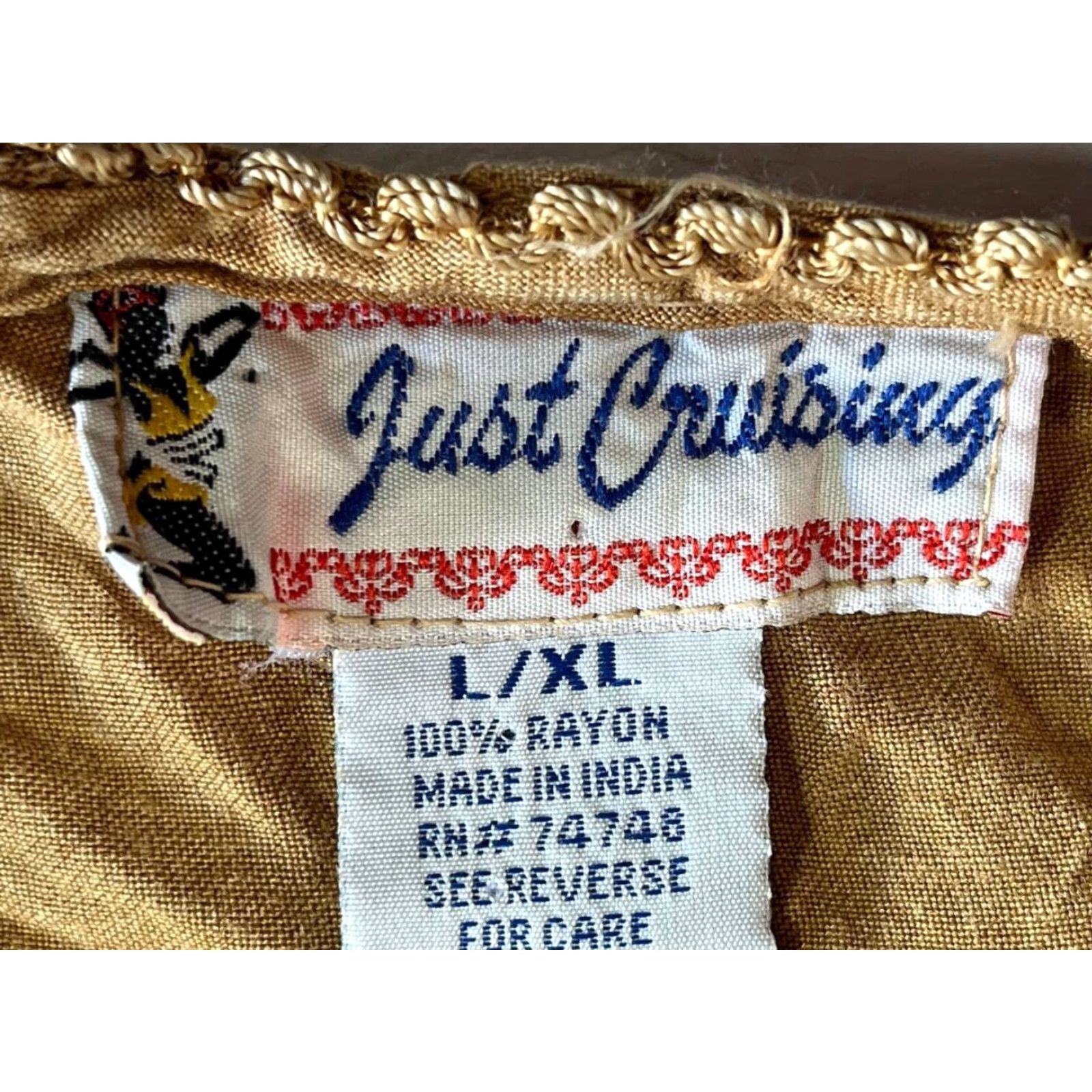 Vintage Just Cruisin Dress Womens L-XL Midi A-Line Short Sleeve Round Neck Embroidered Rayon Brown 3/4 Sleeve Spring Summer Casual Vintage: No Size L / US 10 / IT 46 - 6 Thumbnail
