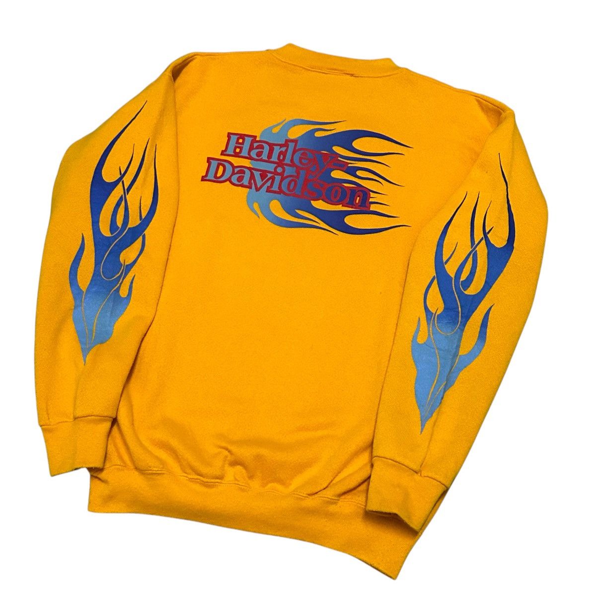 Harley Davidson (L) Vintage 1990s Harley Davidson Blue Flame Sleeve RARE Size US L / EU 52-54 / 3 - 2 Thumbnail