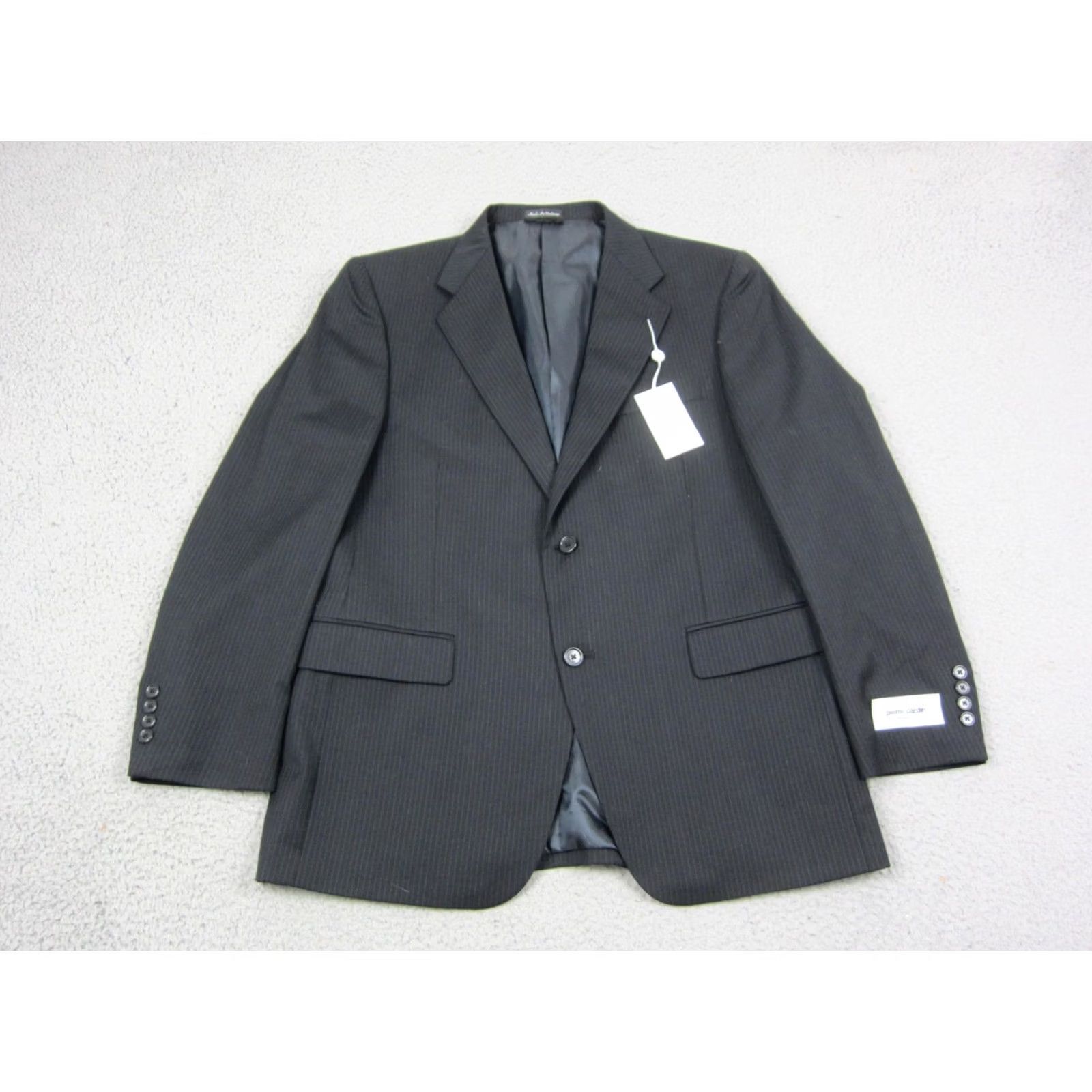 Pierre Cardin Pierre Cardin Blazer Jacket Mens 42S Black Striped Wool Regular Jacket Coat Men Black Striped Wool Blazer 90s Mens Size 42R - 2 Thumbnail