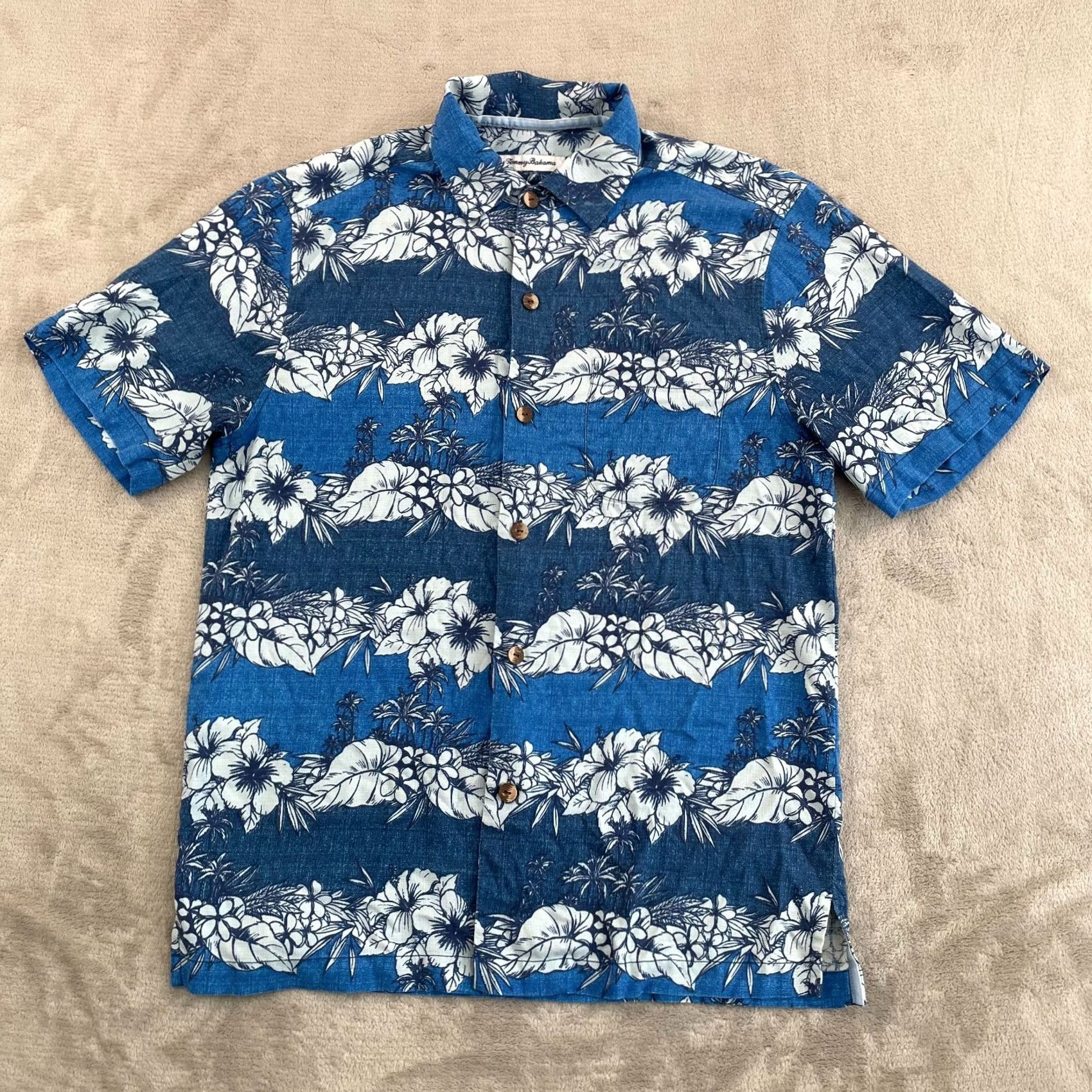 Tommy Bahama Tommy Bahama Island Zone Shirt Men Small Blue Floral Hawaiian Short Sleeve Size US S / EU 44-46 / 1 - 4 Thumbnail