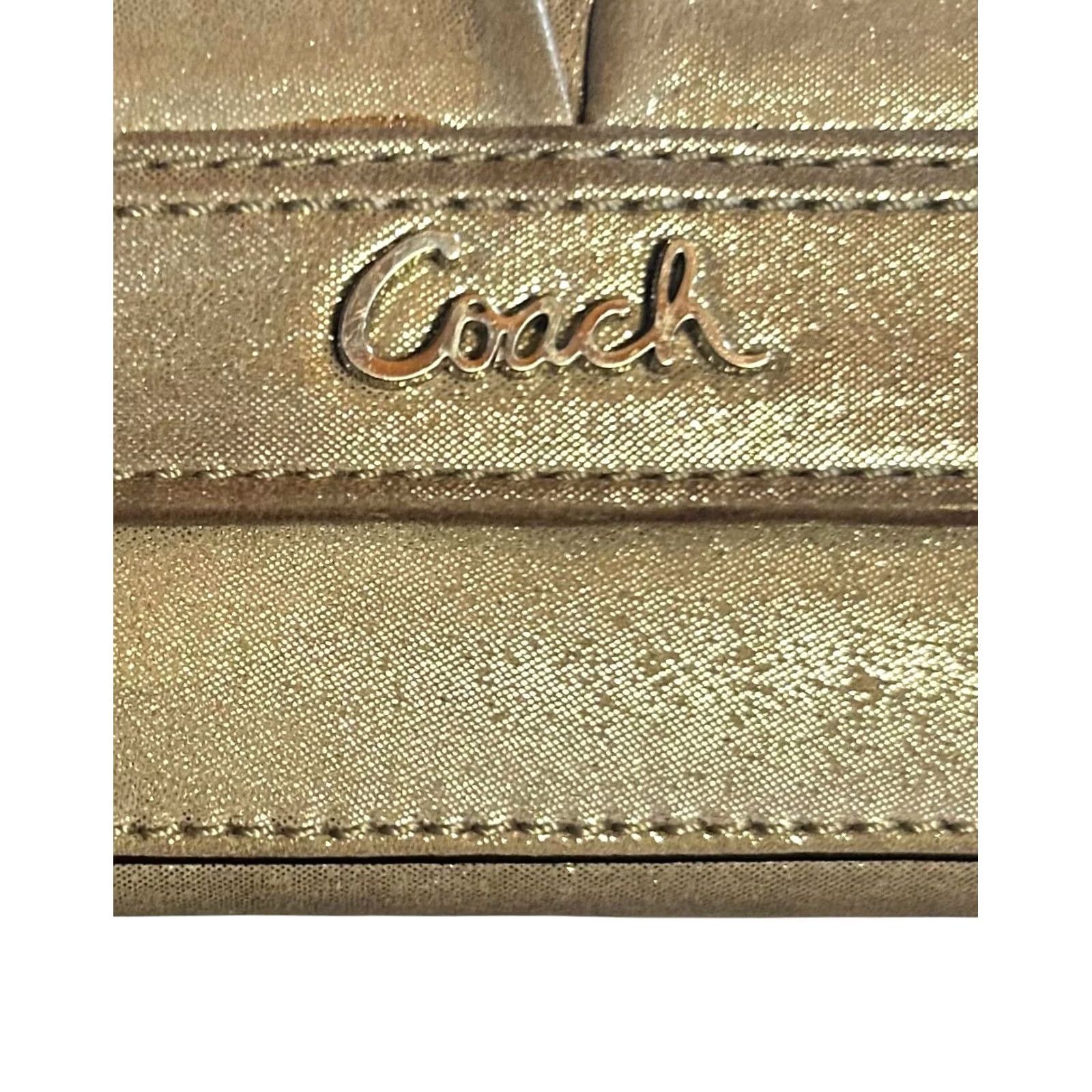 Coach Coach Wallet Trifold Leather Metallic Brown Solid Women Credit Card Read Wallet Womens Zip-Around Size ONE SIZE - 4 Thumbnail