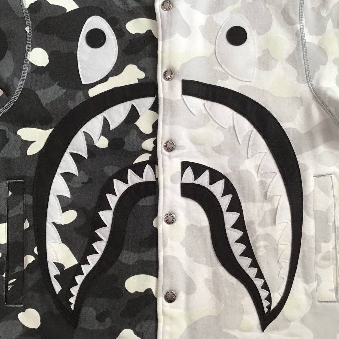 Bape 💫Glow in the dark💫 BAPE city camo shark sweat varsity jacket Size US M / EU 48-50 / 2 - 3 Thumbnail