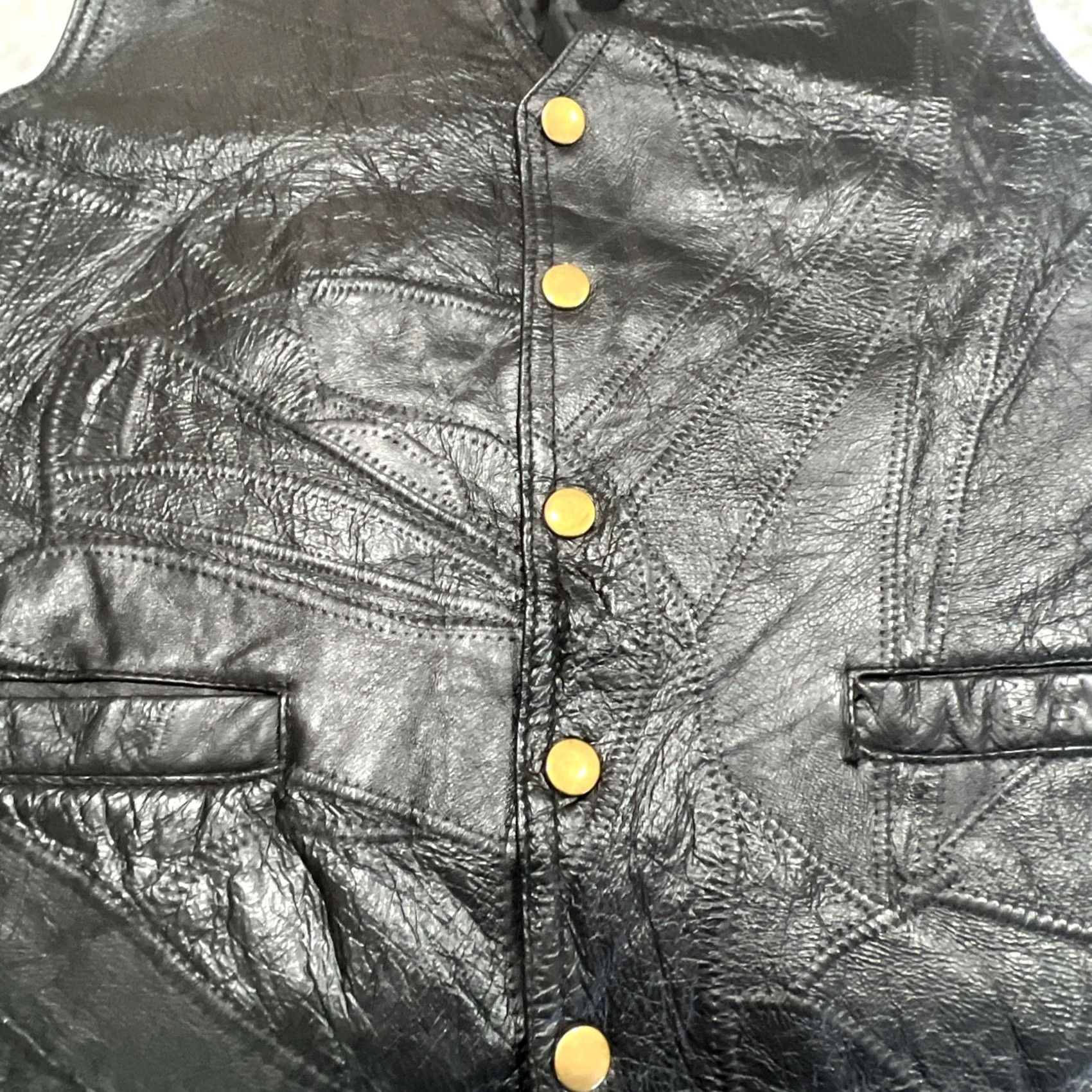 Vintage VINTAGE Navarre Genuine Leather Vest Black Men Medium Italian Stone Design Biker Size US M / EU 48-50 / 2 - 3 Thumbnail