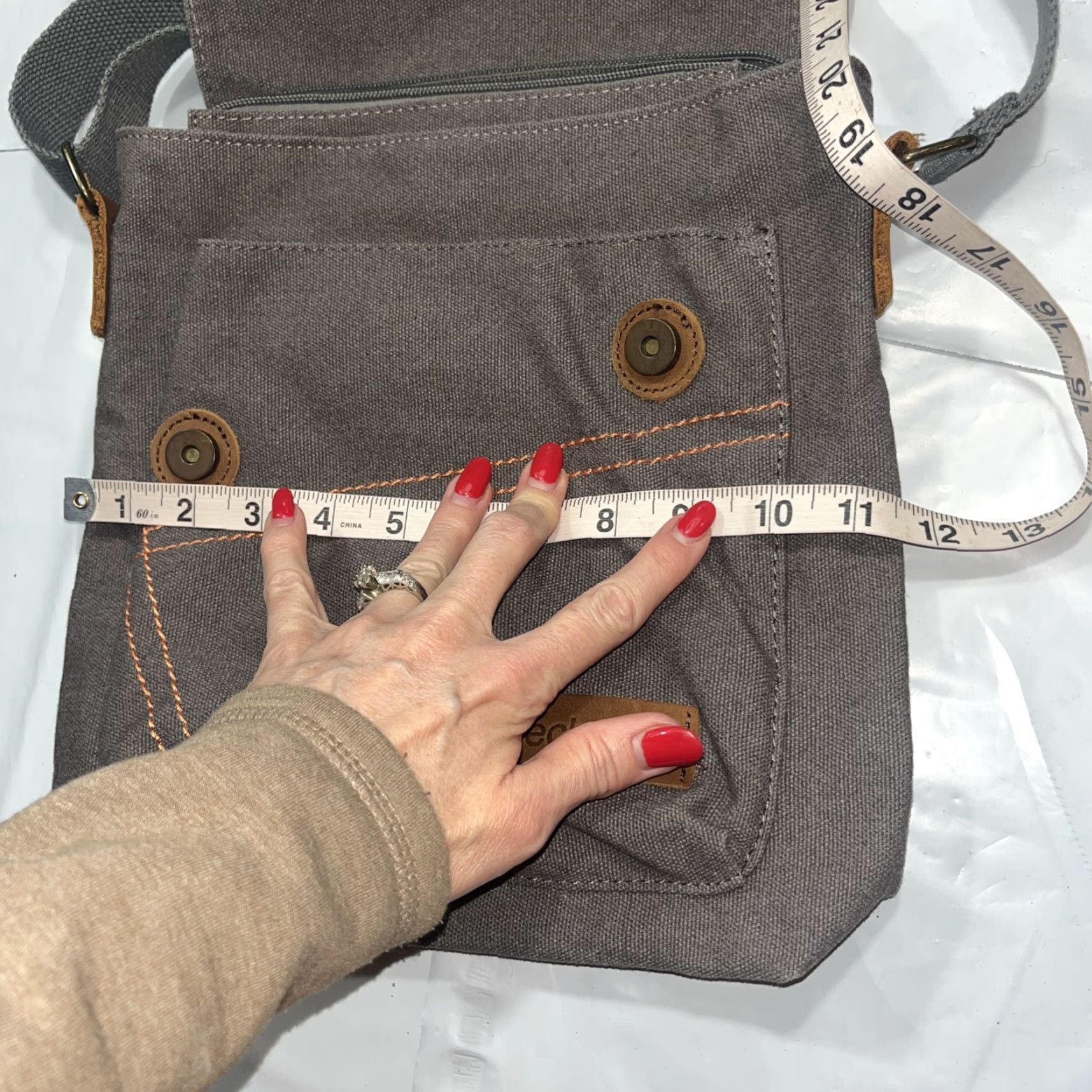 Vintage VINTAGE Sechunk Brown Gray Canvas Messenger Bag Flap Crossbody 12x12” Unisex Adults Bag Crossbody Strap Messenger Bag Purse Case 12x12” Size ONE SIZE - 6 Thumbnail