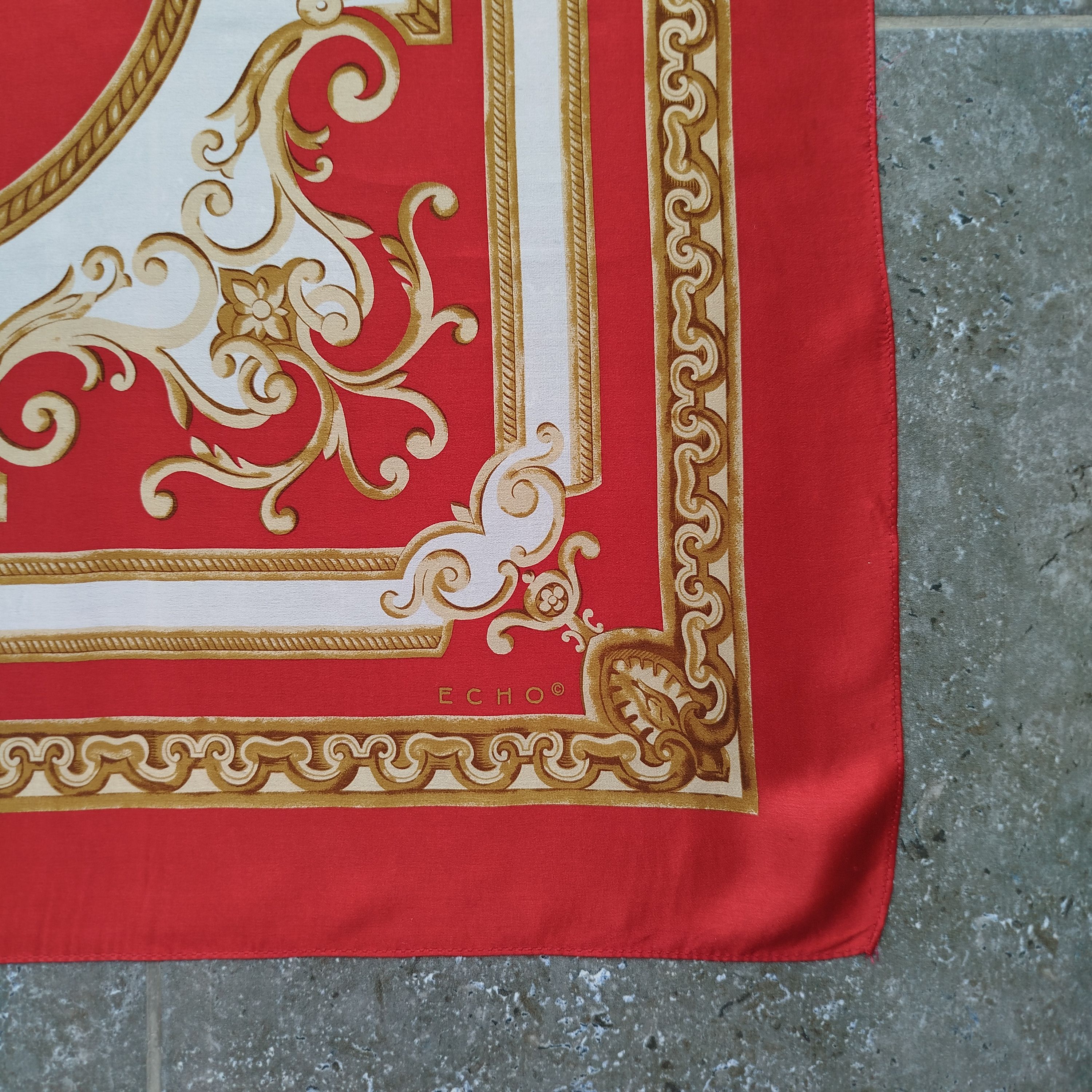 Vintage ECHO Square Scarf Baroque Scroll Japan 100% Silk Vintgae Size ONE SIZE - 3 Thumbnail