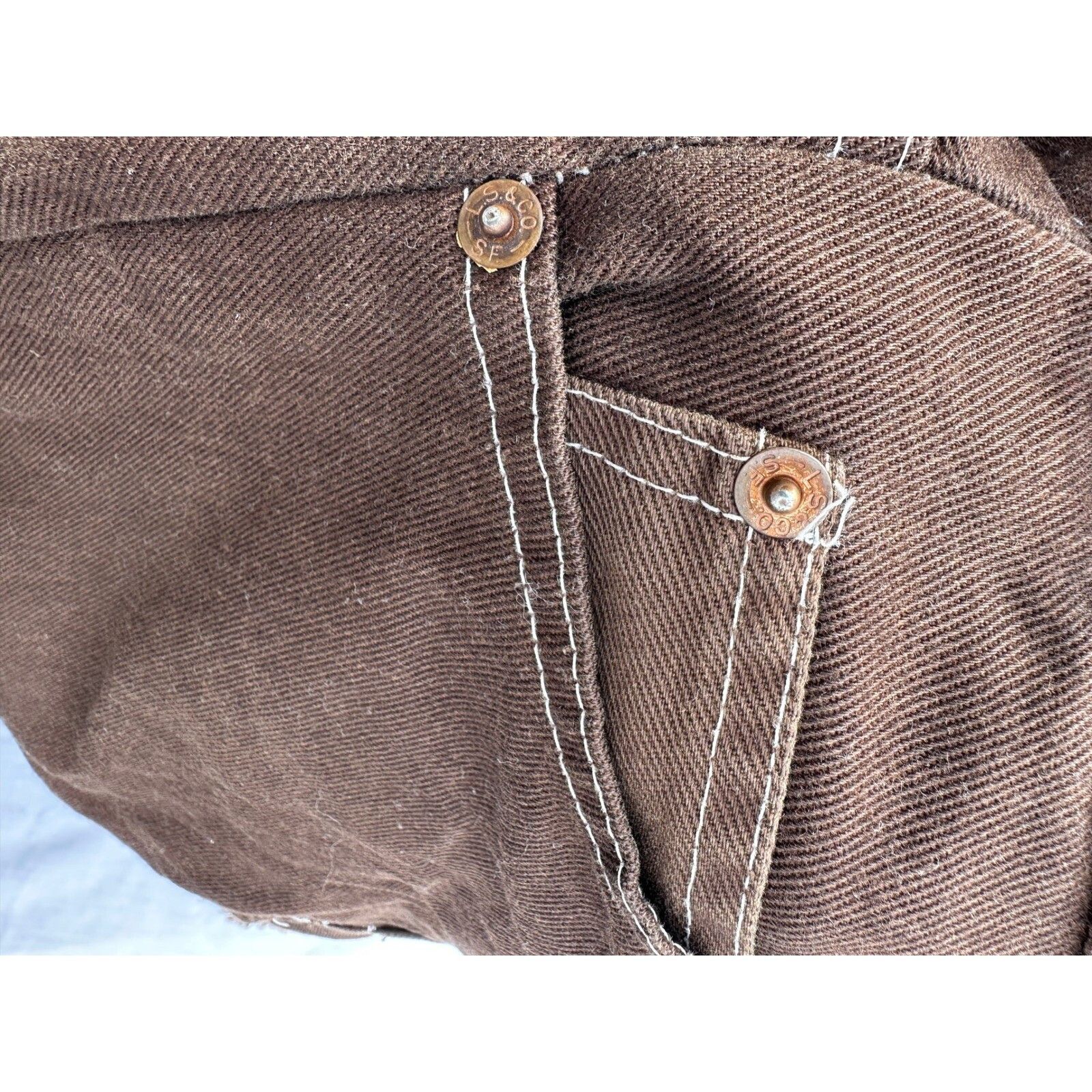 Levi's Rare 60s Levi's Big E White Tab Brown Cut-Off Short USA Selv Size US 28 / EU 44 - 8 Thumbnail