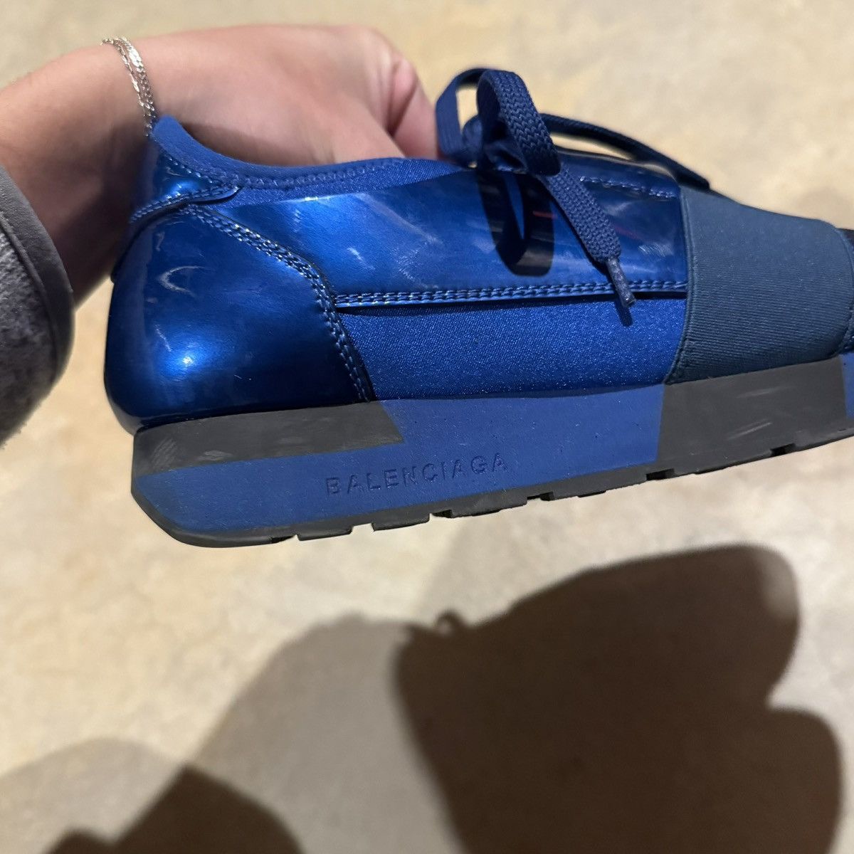 Balenciaga Balenciaga Race Runner Patent Leather Mesh Sneakers EU 37 Size US 7 / IT 37 - 10 Thumbnail