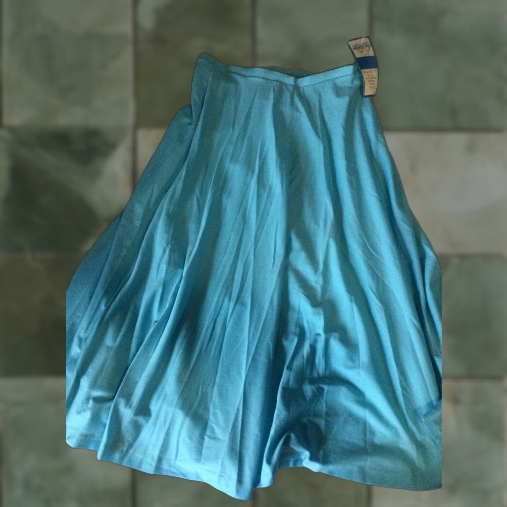 Vintage VINTAGE 1970s Lucky Tops Knit Flared Skirt Size Small Blue Retro Womens Size 28" / US 6 / IT 42 - 1 Thumbnail