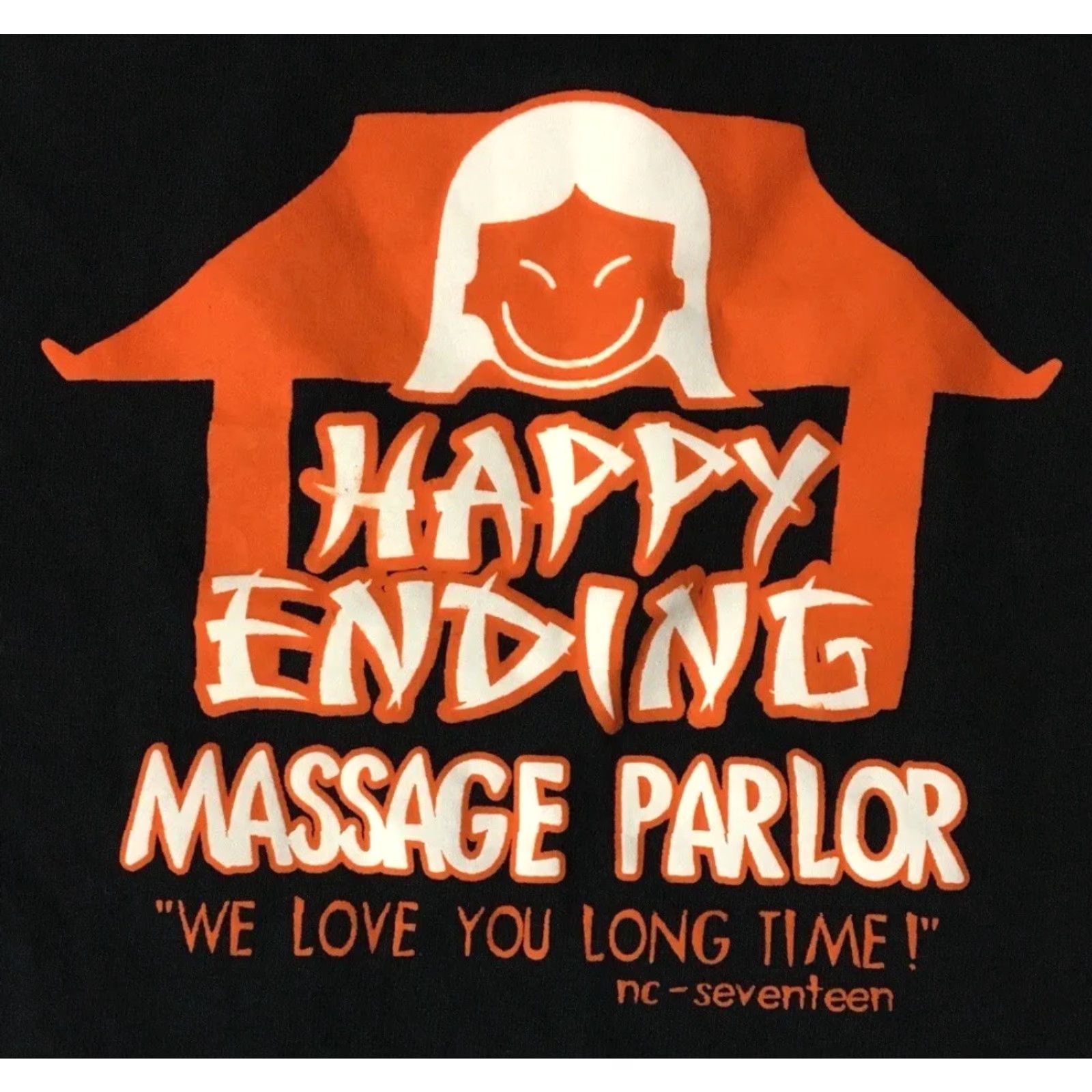 Vintage VINTAGE NC17 Happy Ending Massage Parlor Shirt 2XL Black Striped Graphic Tee Mens Humor 90s Grunge Funny USA USA Mexic0 Size US XXL / EU 58 / 5 - 2 Thumbnail